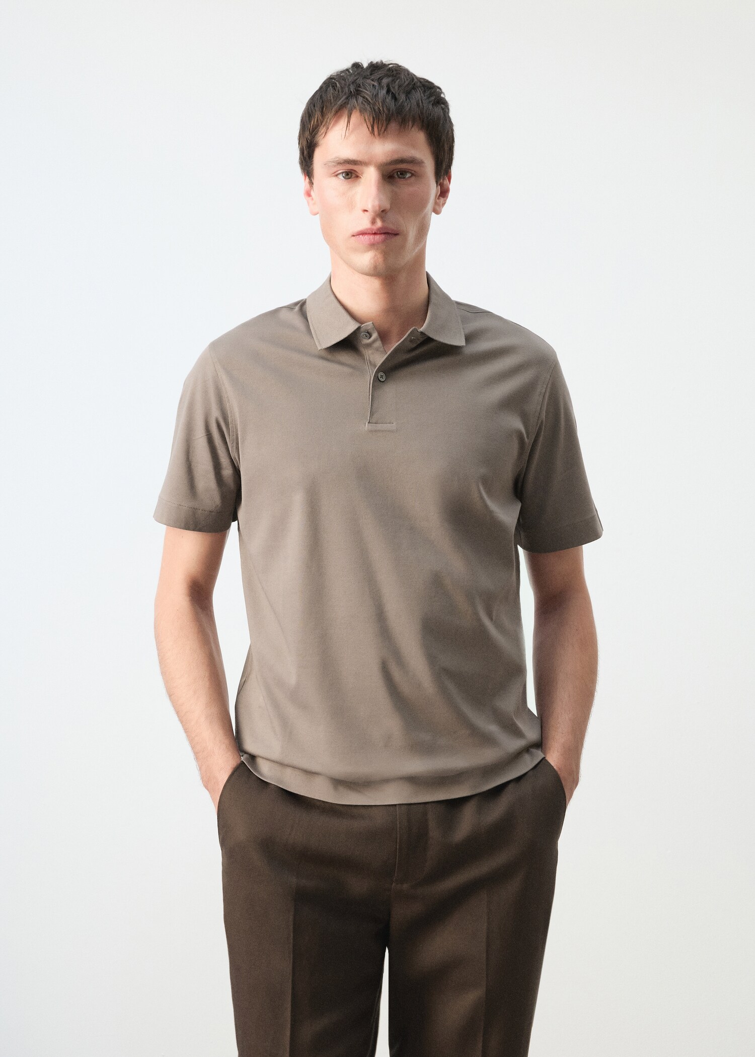 100% cotton fine-knit polo shirt - Medium plane