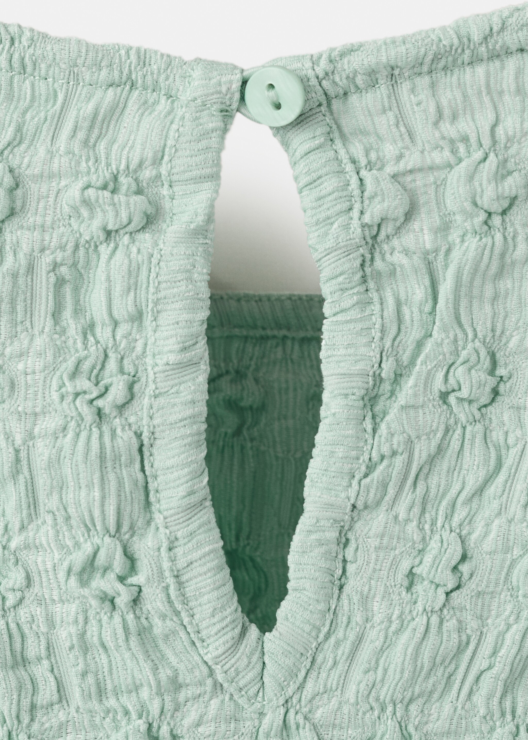 Bow textured T-shirt - Details of the article 0, Aqua Green. Ref: 27035969-00.