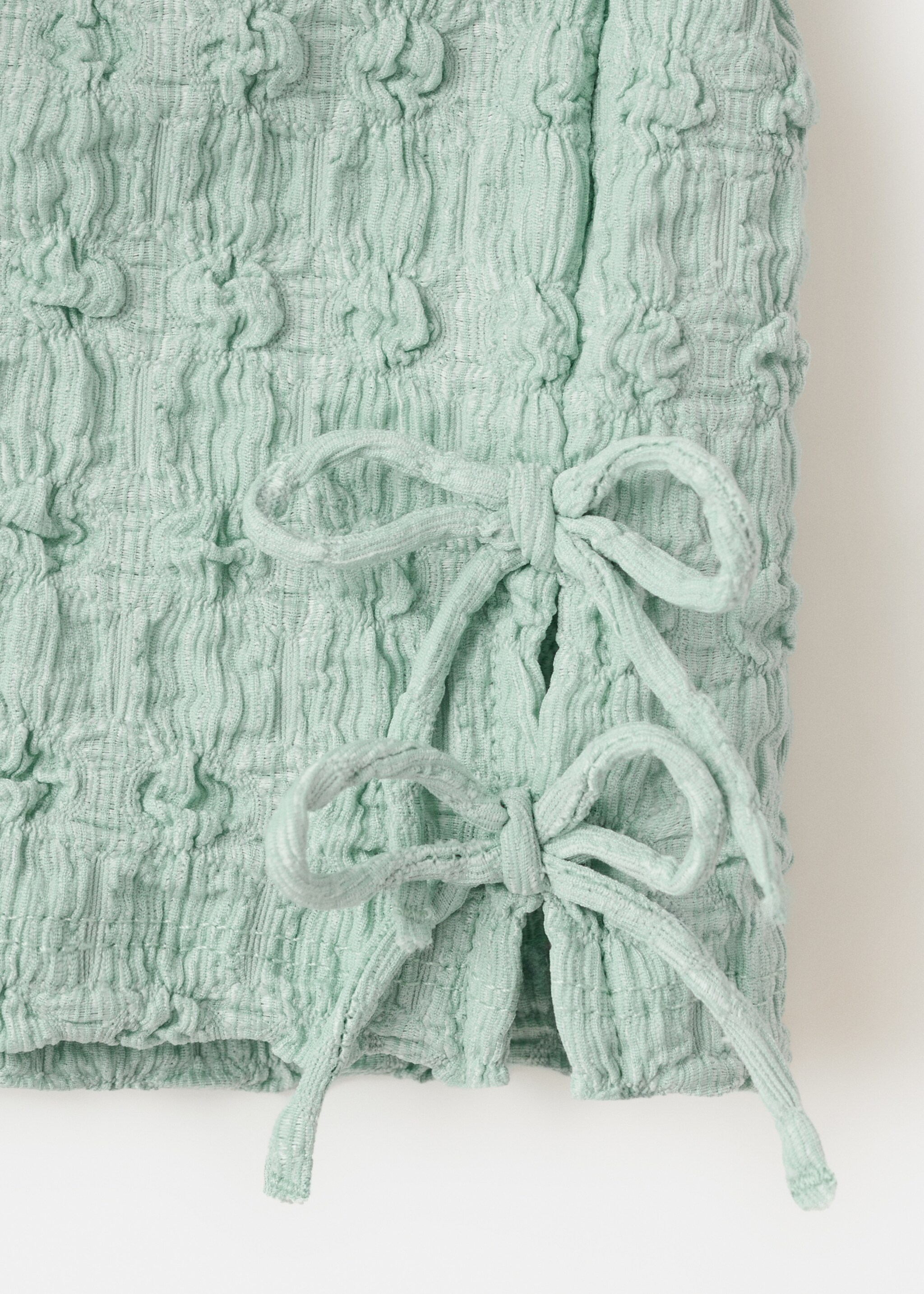 Bow textured T-shirt - Details of the article 8, Aqua Green. Ref: 27035969-00.