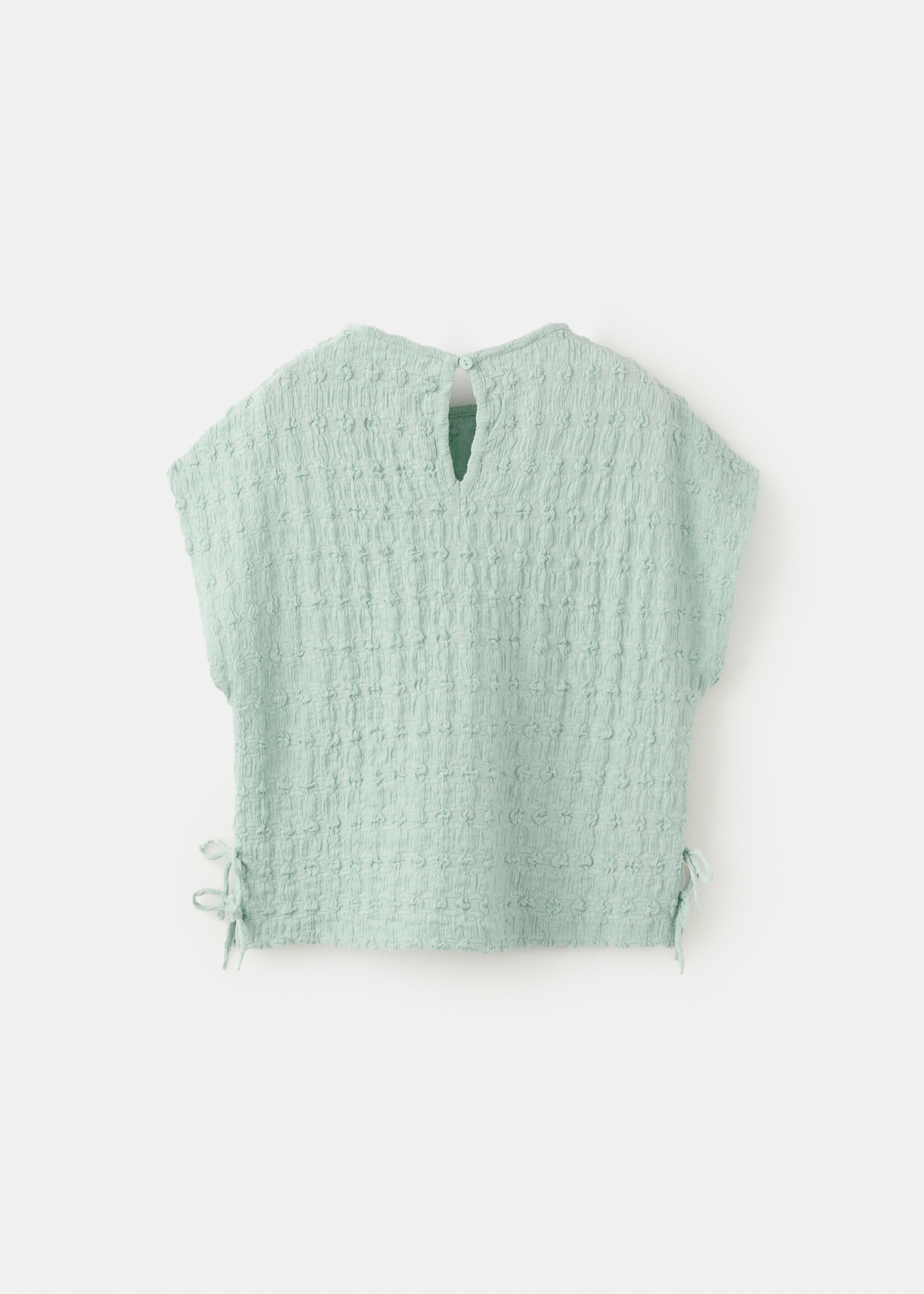 Bow textured T-shirt - Reverse of the article, Aqua Green. Ref: 27035969-00.