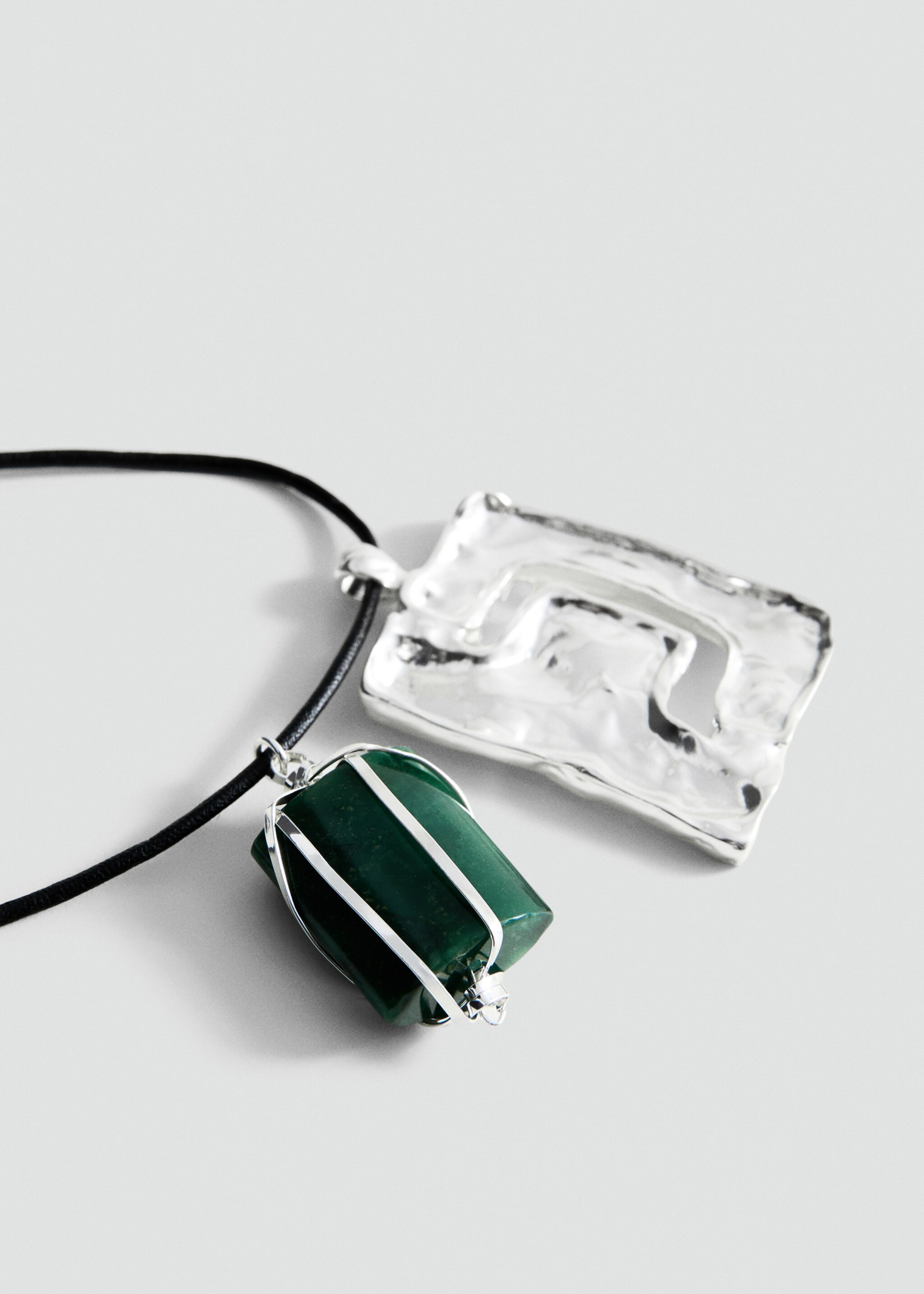 Semi-precious stone combination necklace - Medium plane, Silver. Ref: 27035989-00.