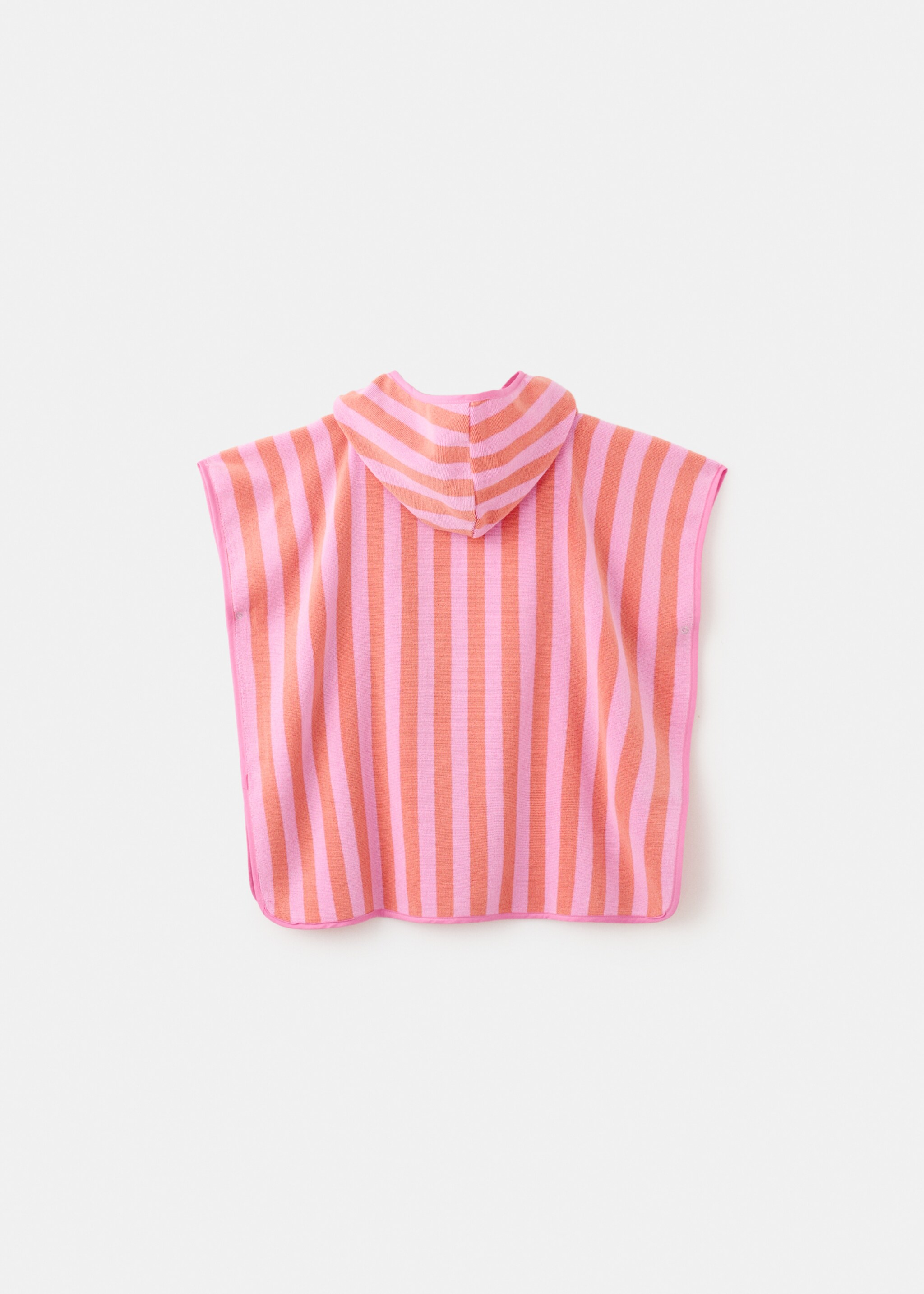Striped poncho towel - Medium plane, Pink. Ref: 27035990-00.