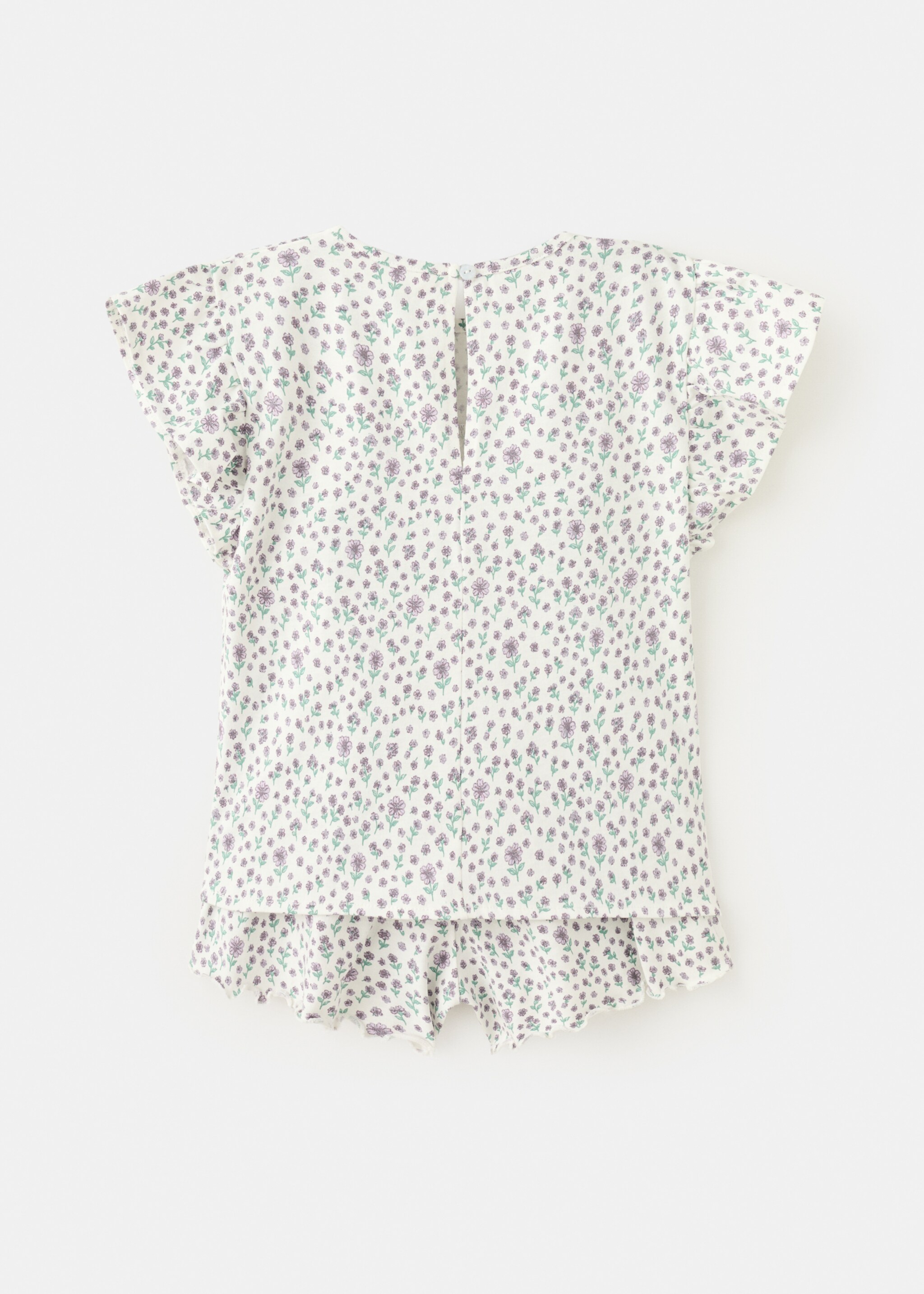 Pijama corto estampado floral - Reverso del artículo, Blanco roto. Ref: 27035992-00.