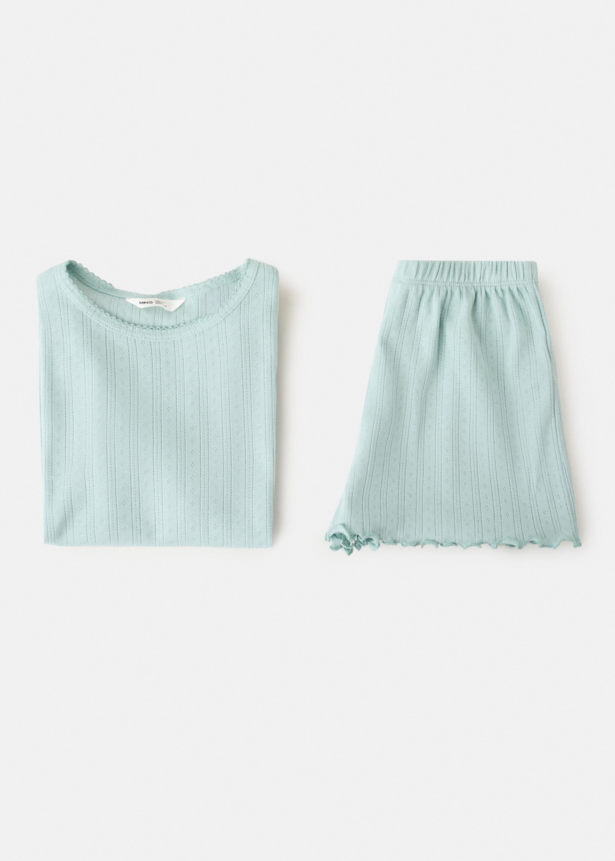 Short ribbed pyjama - Details of the article 8, Aqua Green. Ref: 27035994-00.