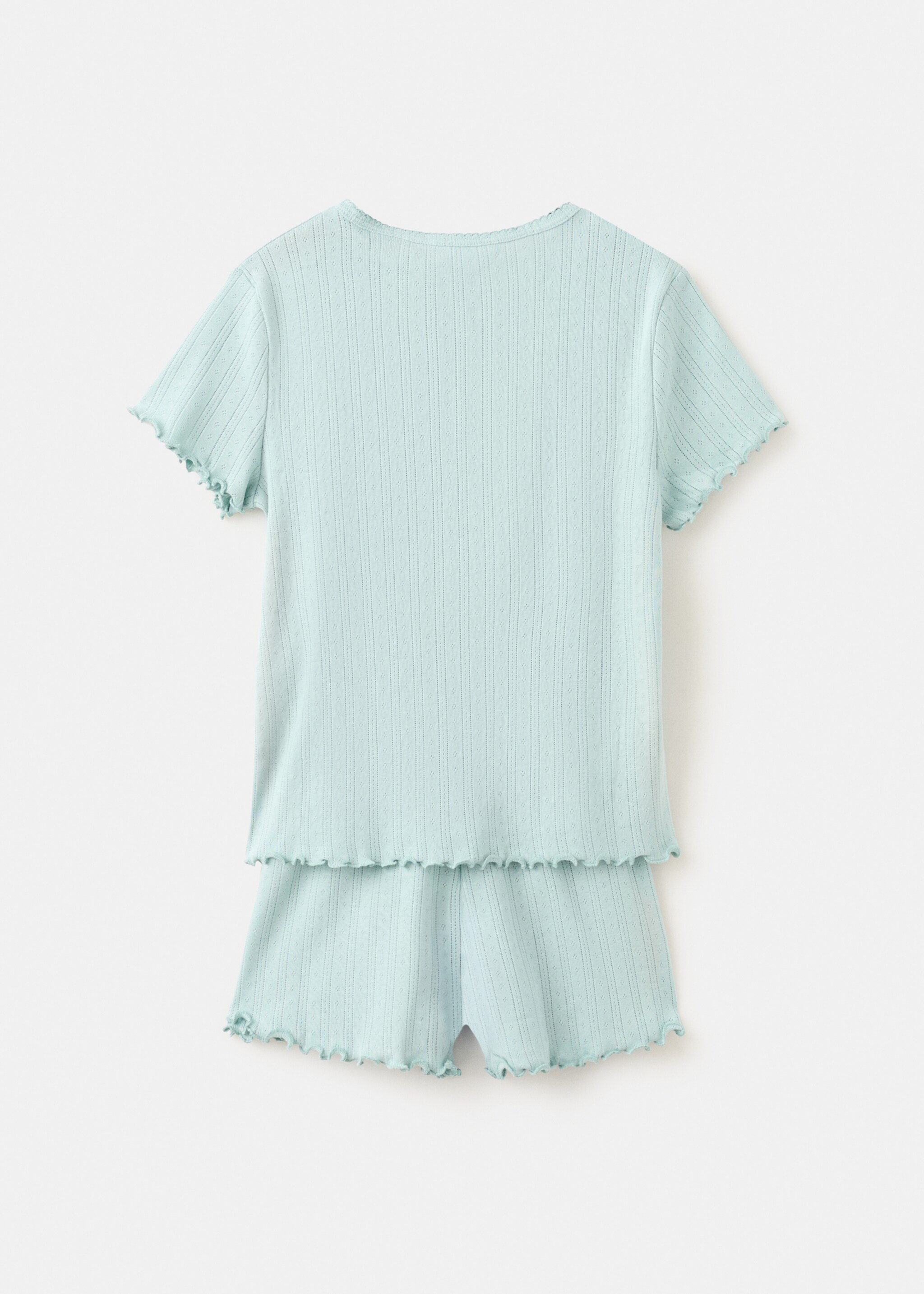Short ribbed pyjama - Reverse of the article, Aqua Green. Ref: 27035994-00.