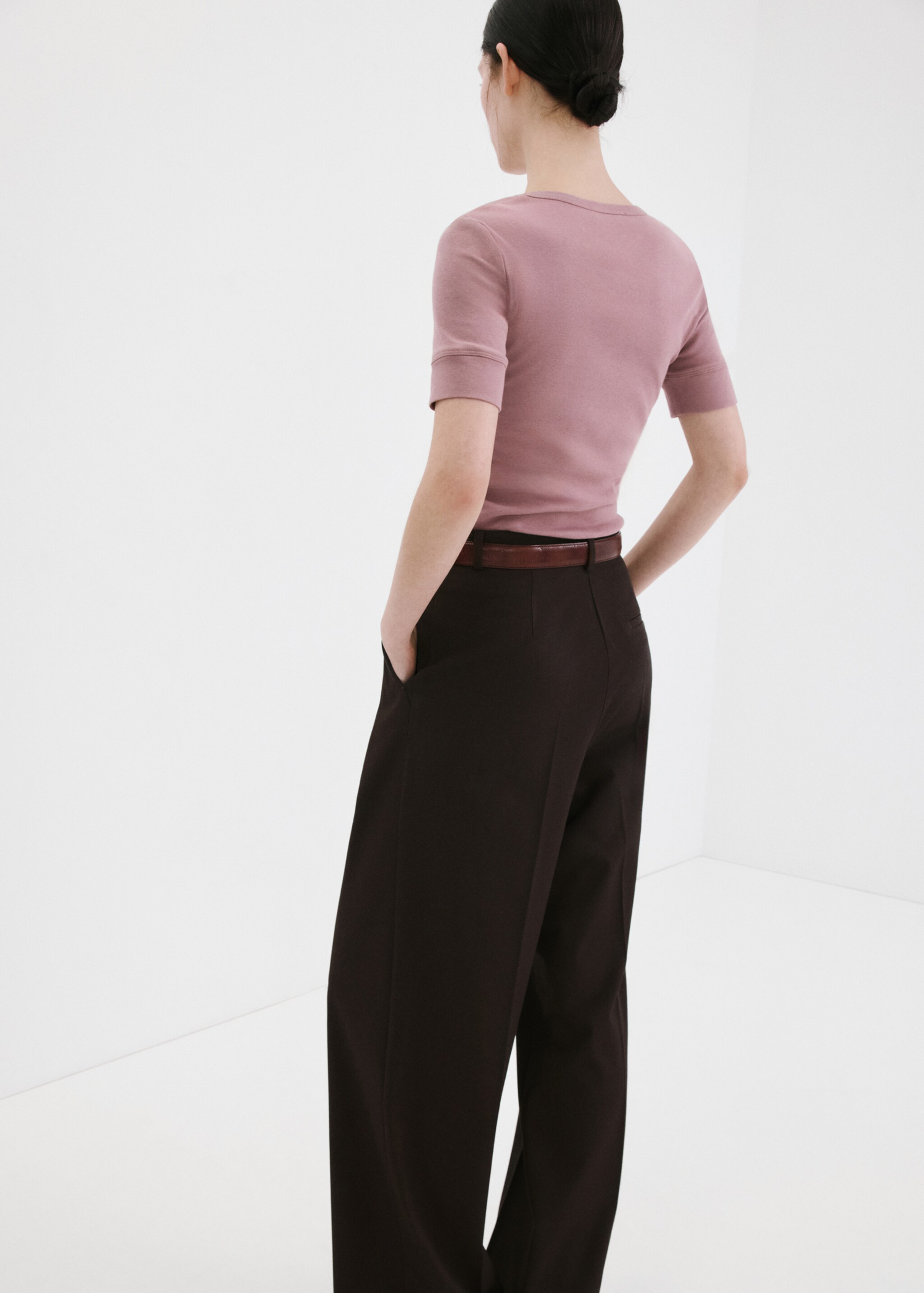 T-shirt manches courtes cintré - Détail de l'article 6, Violet clair/pastel. Ref: 27035998-00.