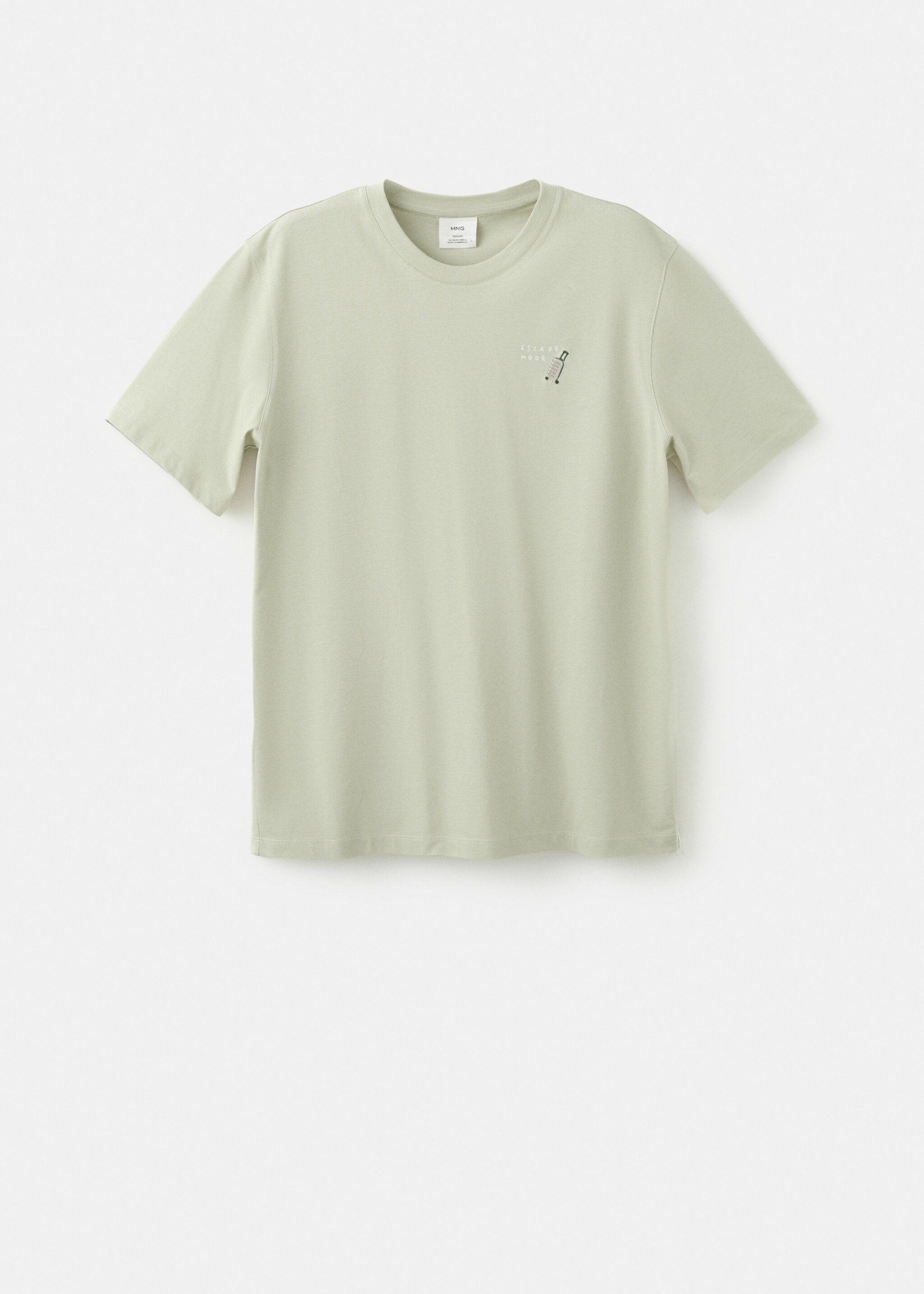 100% cotton t-shirt with embroidered detail - Article without model, Mint Green. Ref: 27035999-00.