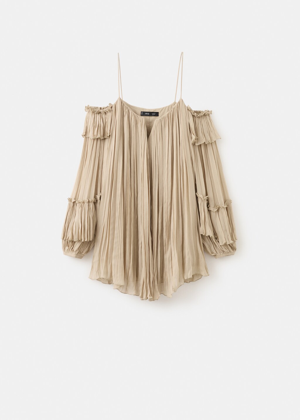 Pleated boatneck short dress - image 3
