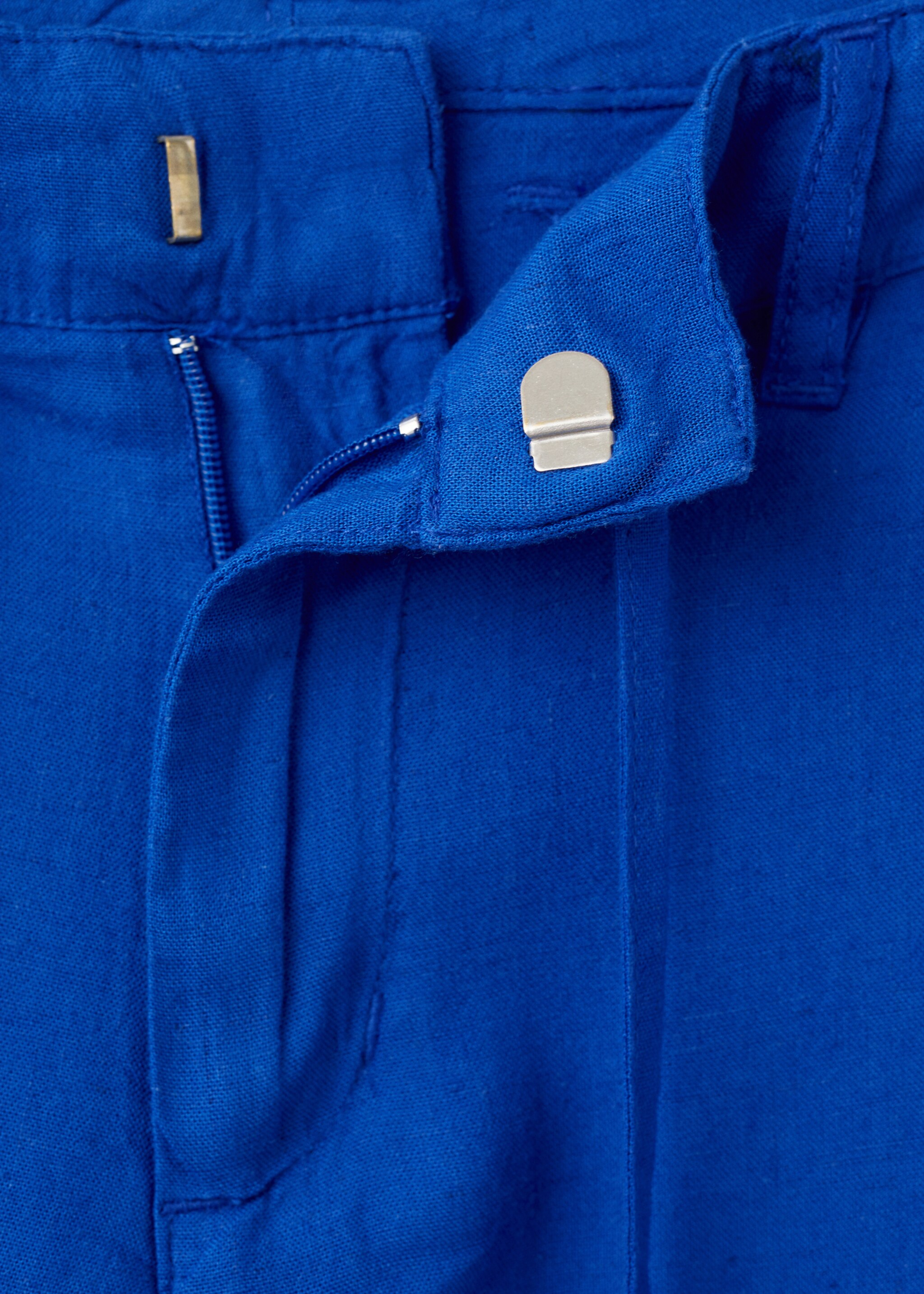 Linen-blend straight-fit trousers - Details of the article 8, Vibrant blue. Ref: 27036349-00.