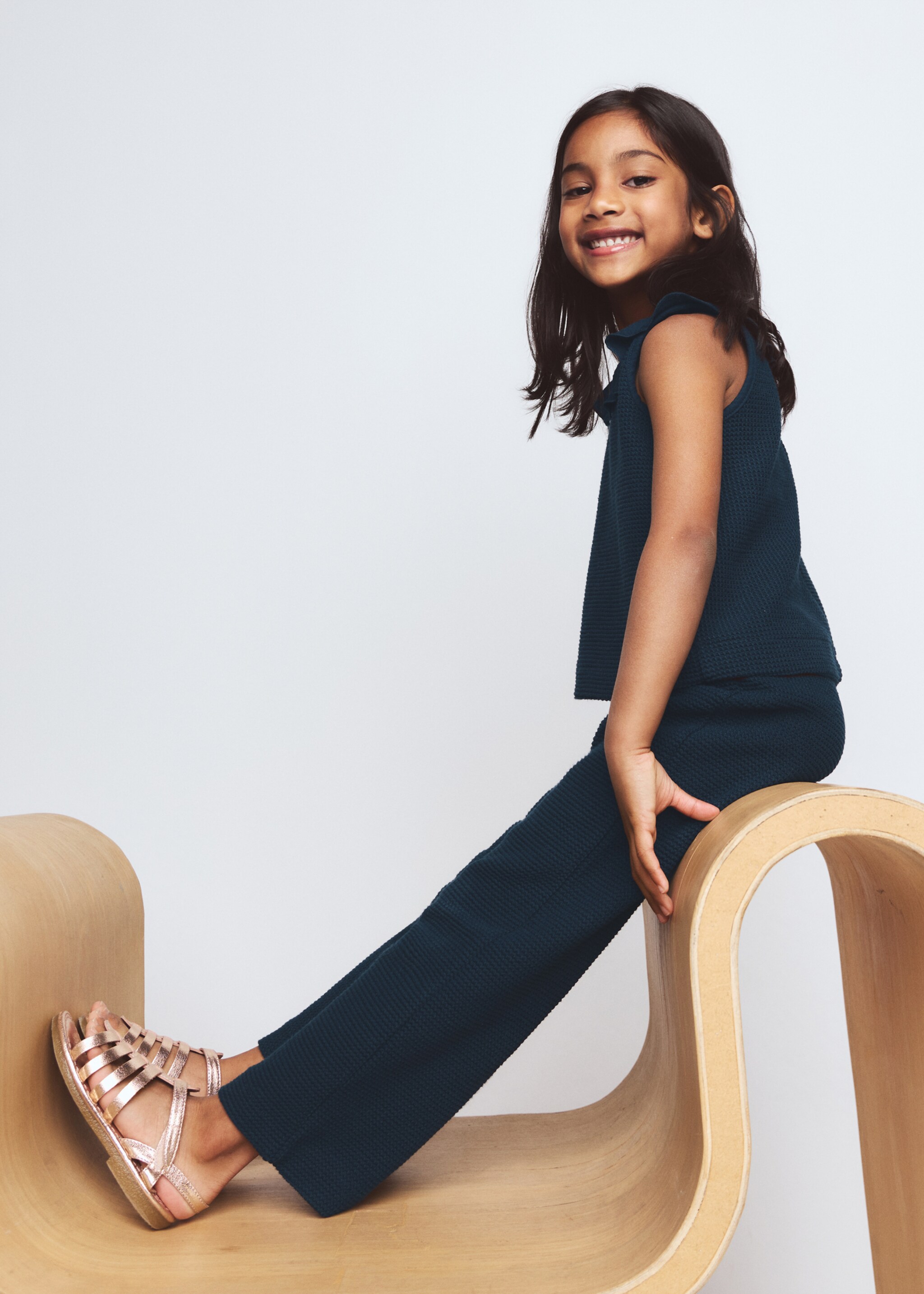 Gerade Baumwollhose - Detail des Artikels 1, Marineblau. Ref: 27036350-00.