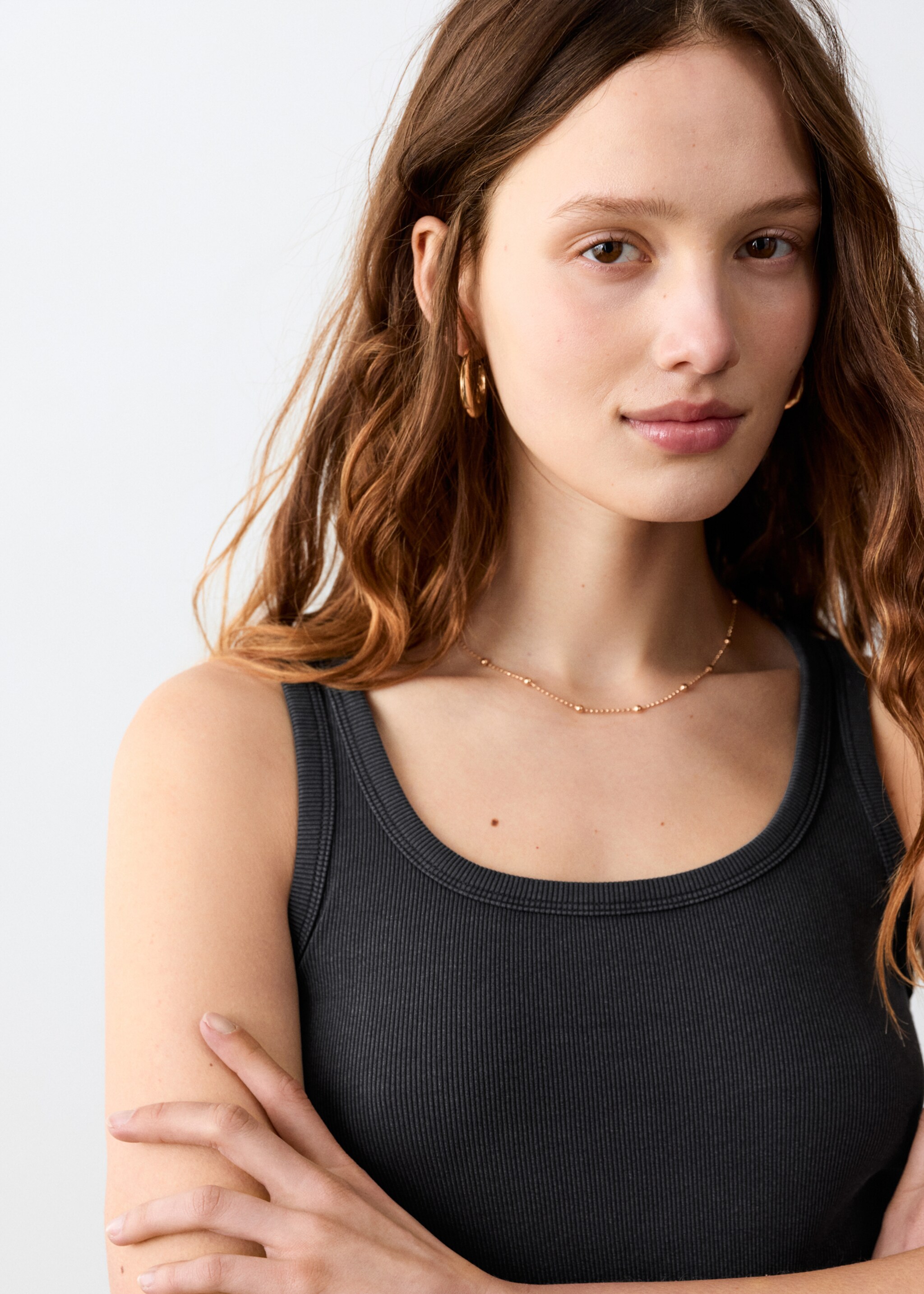 Essential cotton top - Details of the article 1, Charcoal. Ref: 27036353-00.