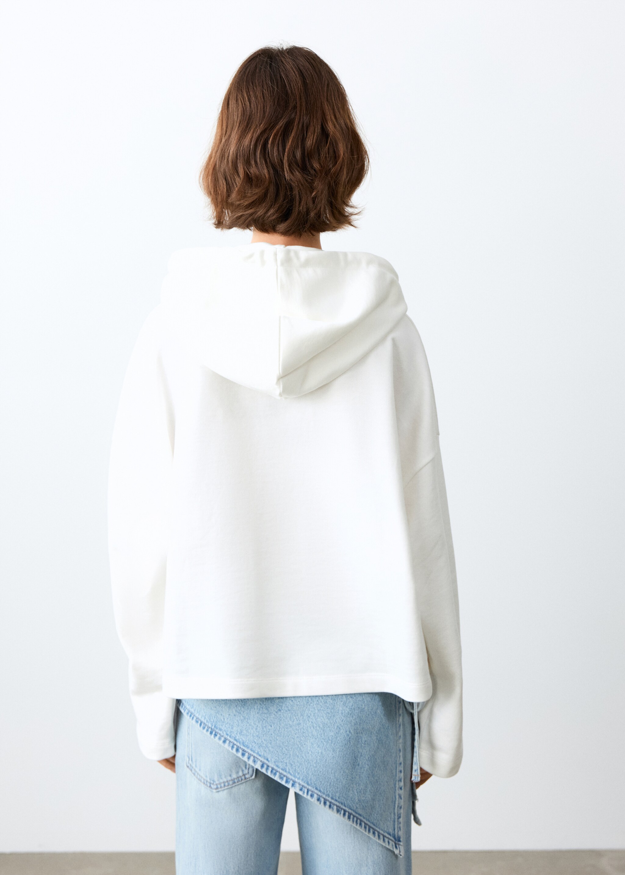 Sweater coton message - Verso de l’article, Blanc cassé. Ref: 27036356-00.