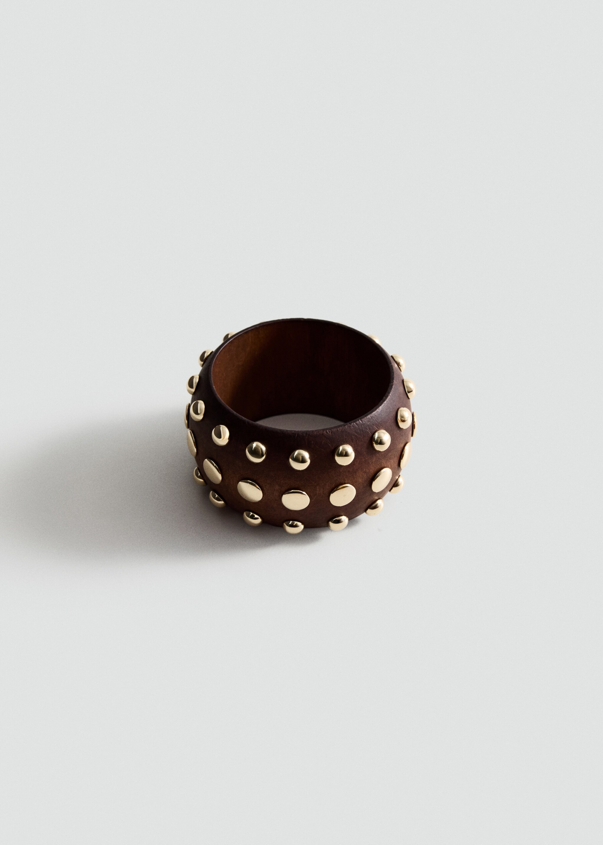 Wooden studded bracelet - Article without model, Brown. Ref: 27036357-00.