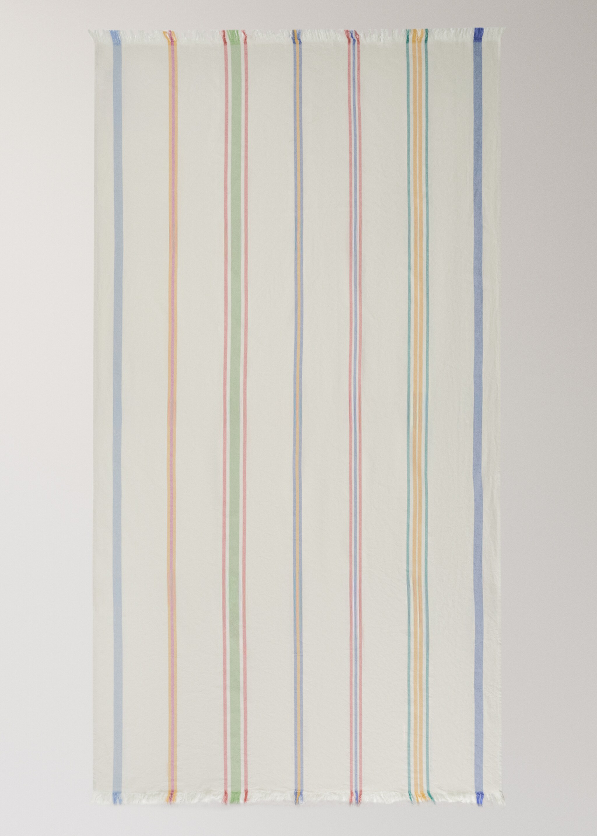 Striped pareo towel - Details of the article 3, Ecru. Ref: 27036359-00.