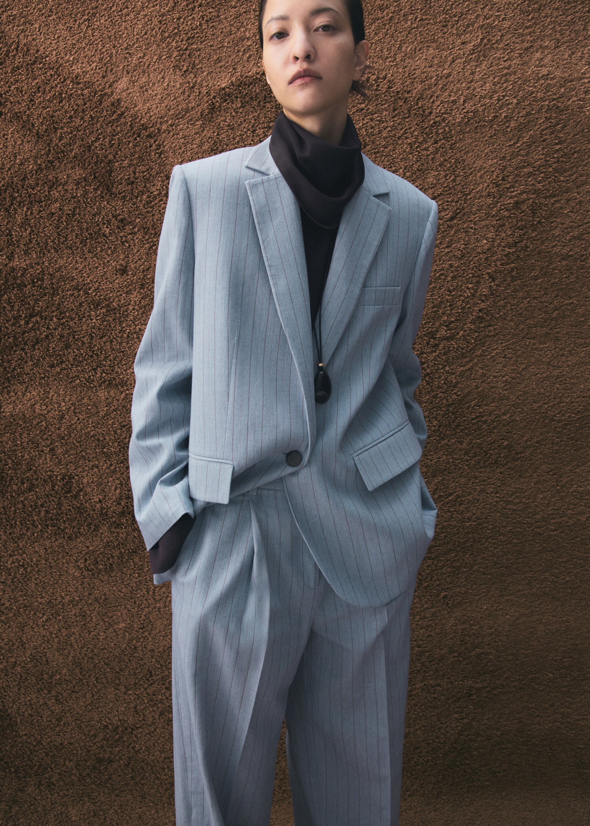 Pinstripe suit blazer - Medium plane, Blue. Ref: 27036362-00.