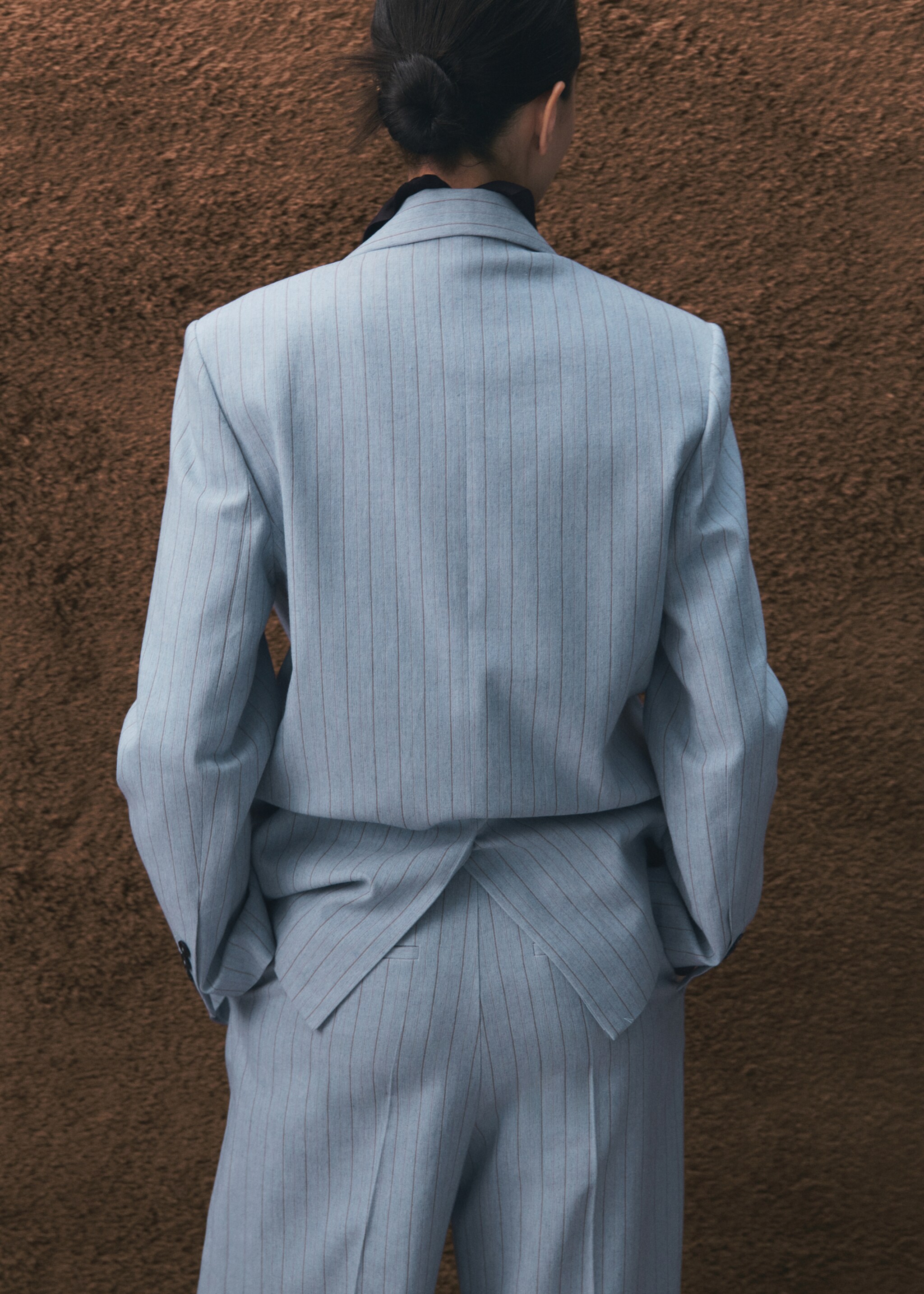 Pinstripe suit blazer - Reverse of the article, Blue. Ref: 27036362-00.