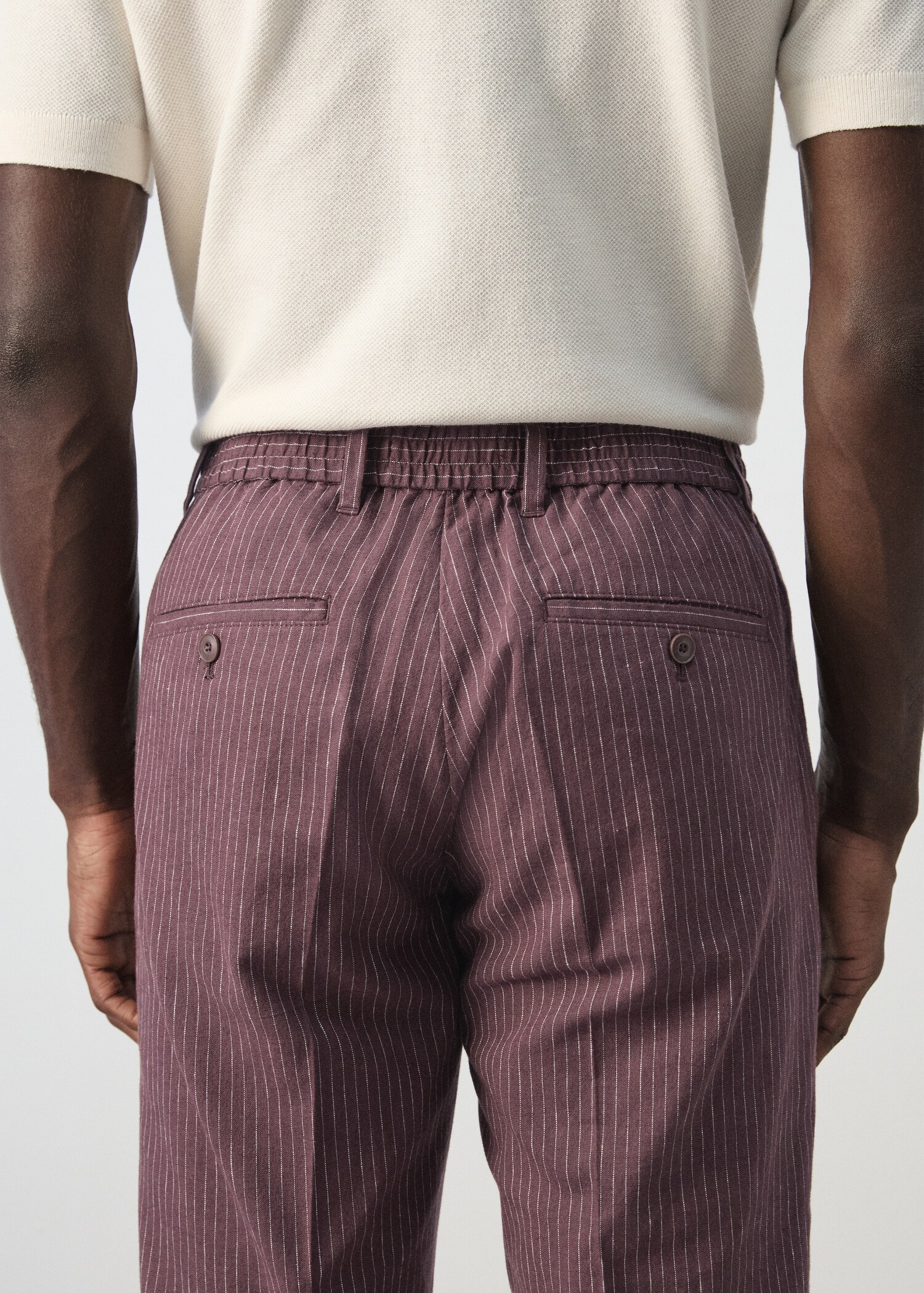 Pantalón lino algodón slim fit rayas - Detalle del artículo 6