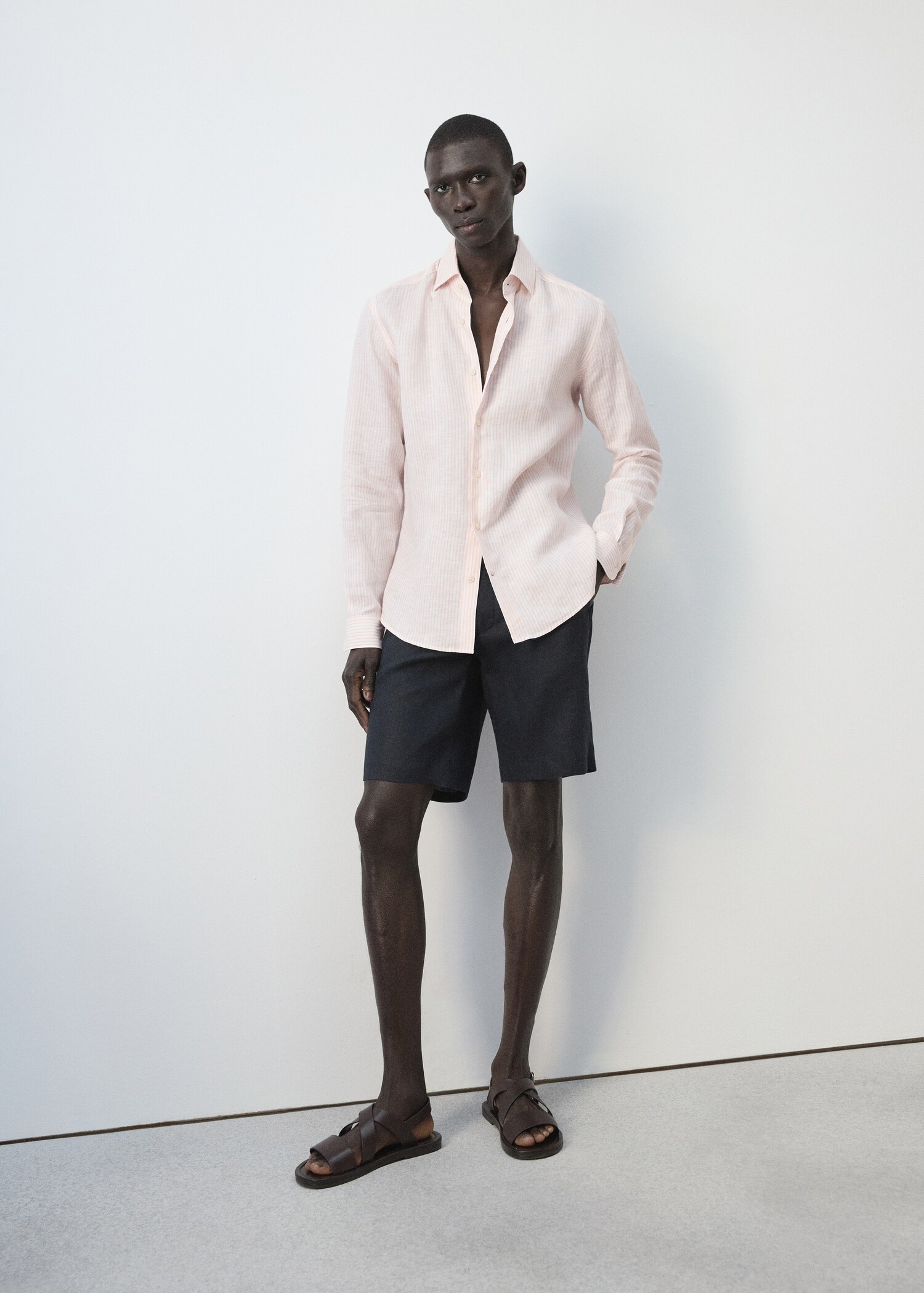 قميص سليم فيت 100% كتان بخطوط - تفاصيل المنتج 6