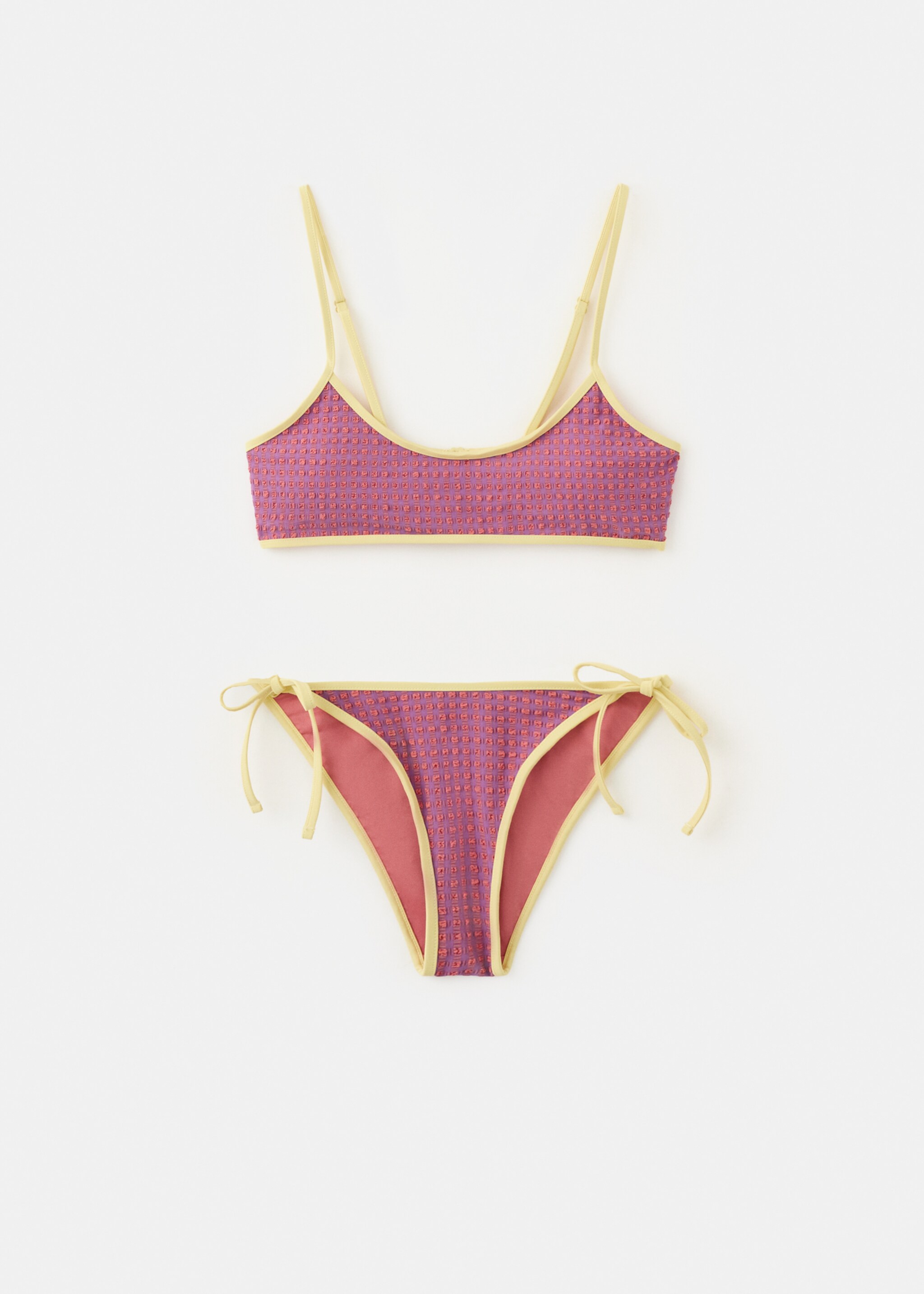 Textured bikini with medium-coverage bottoms - Article without model, Orange. Ref: 27036713-00.