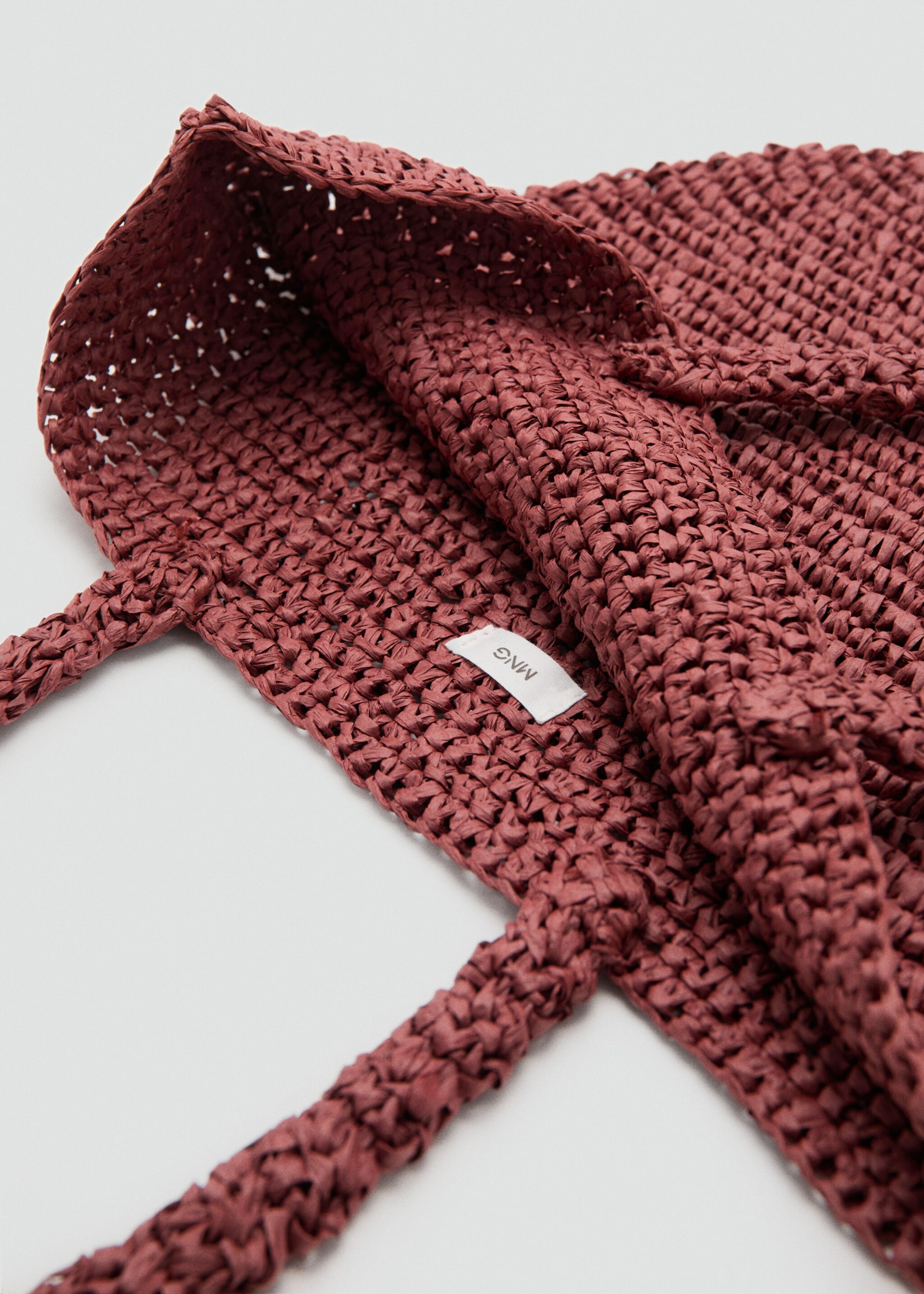 Natural fibre tote bag - Details of the article 1, Burgundy. Ref: 27036715-00.