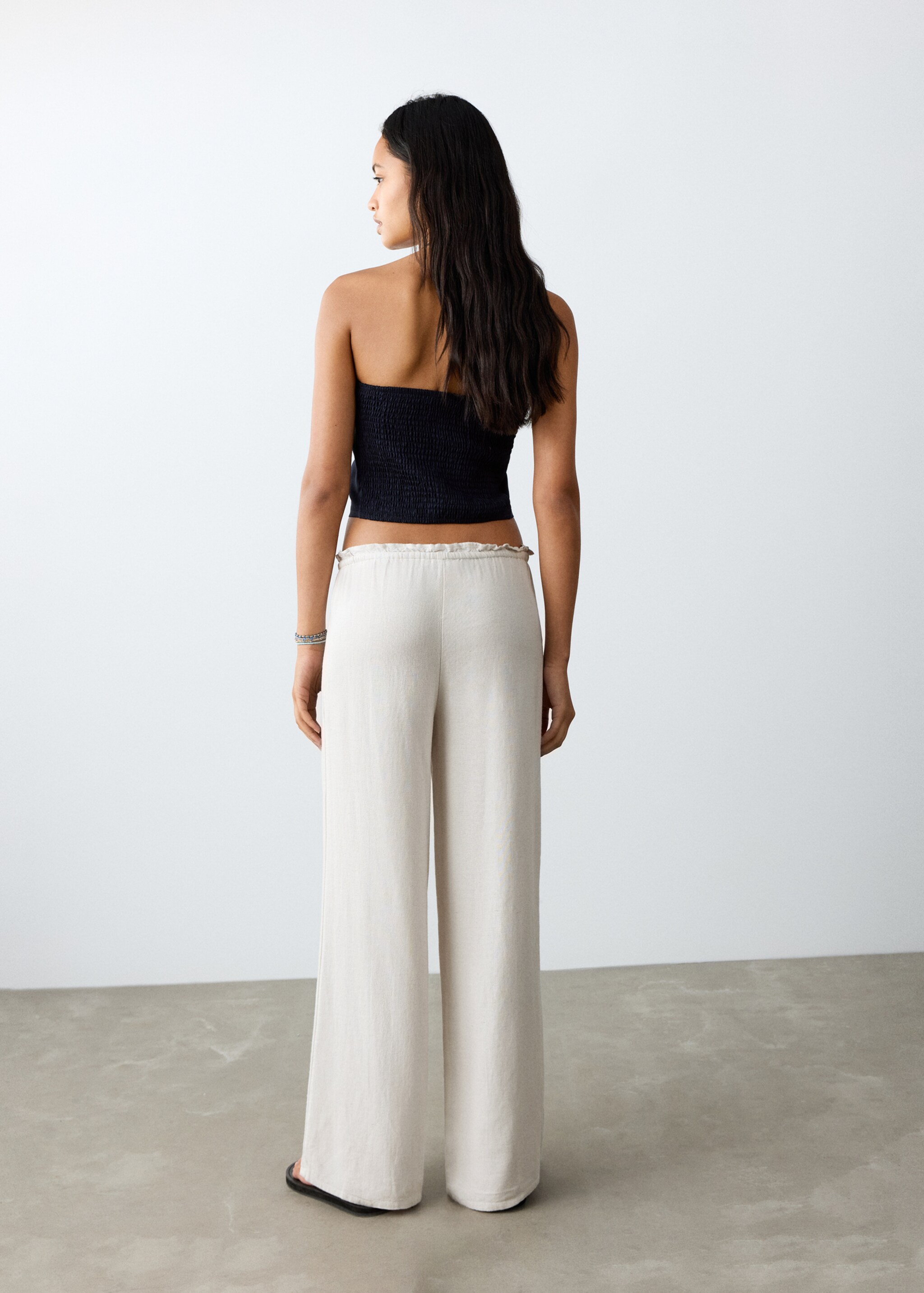 Bow linen trousers - Reverse of the article, Grey. Ref: 27036716-00.