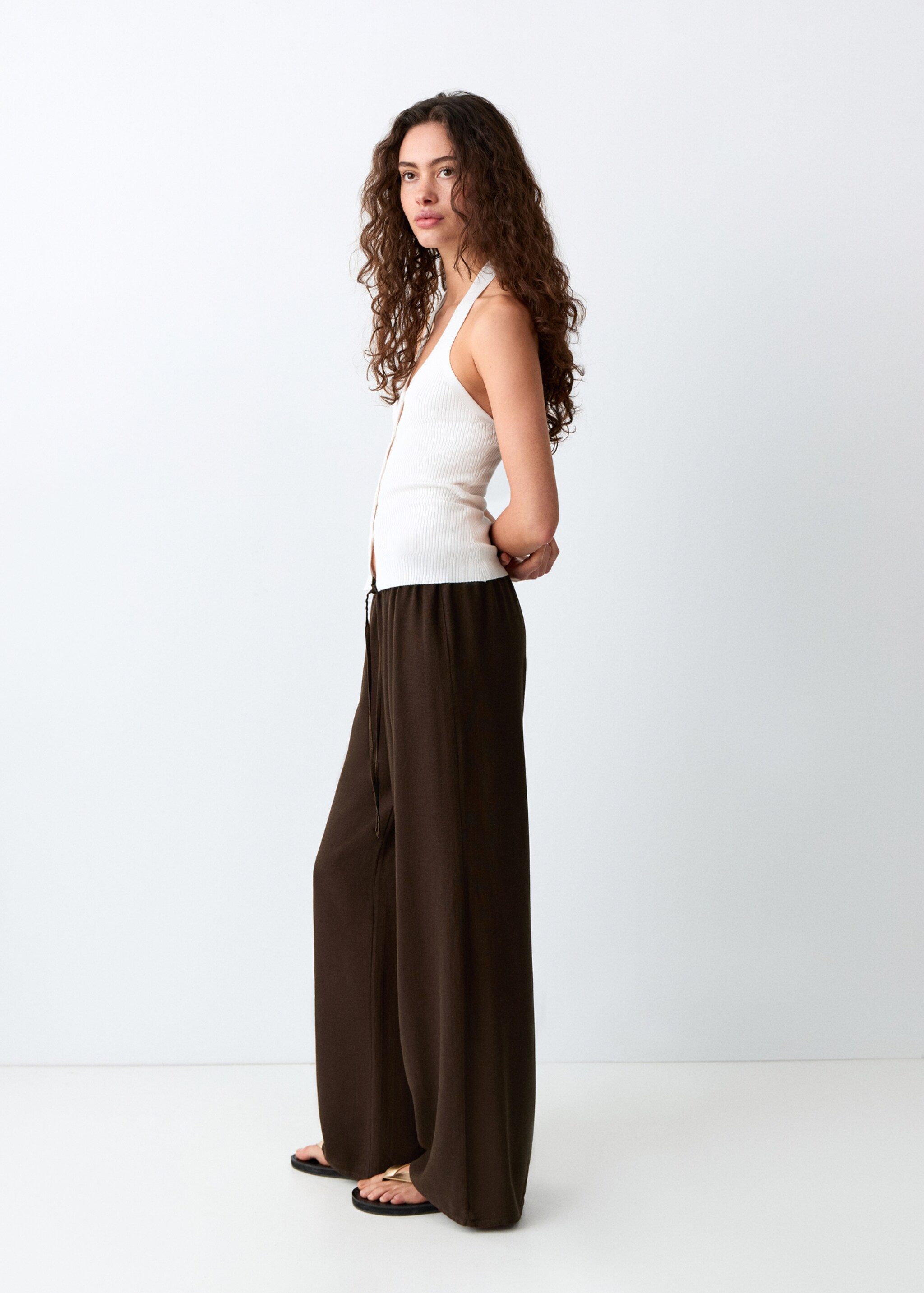 Bow linen trousers - Medium plane, Brown. Ref: 27036717-00.
