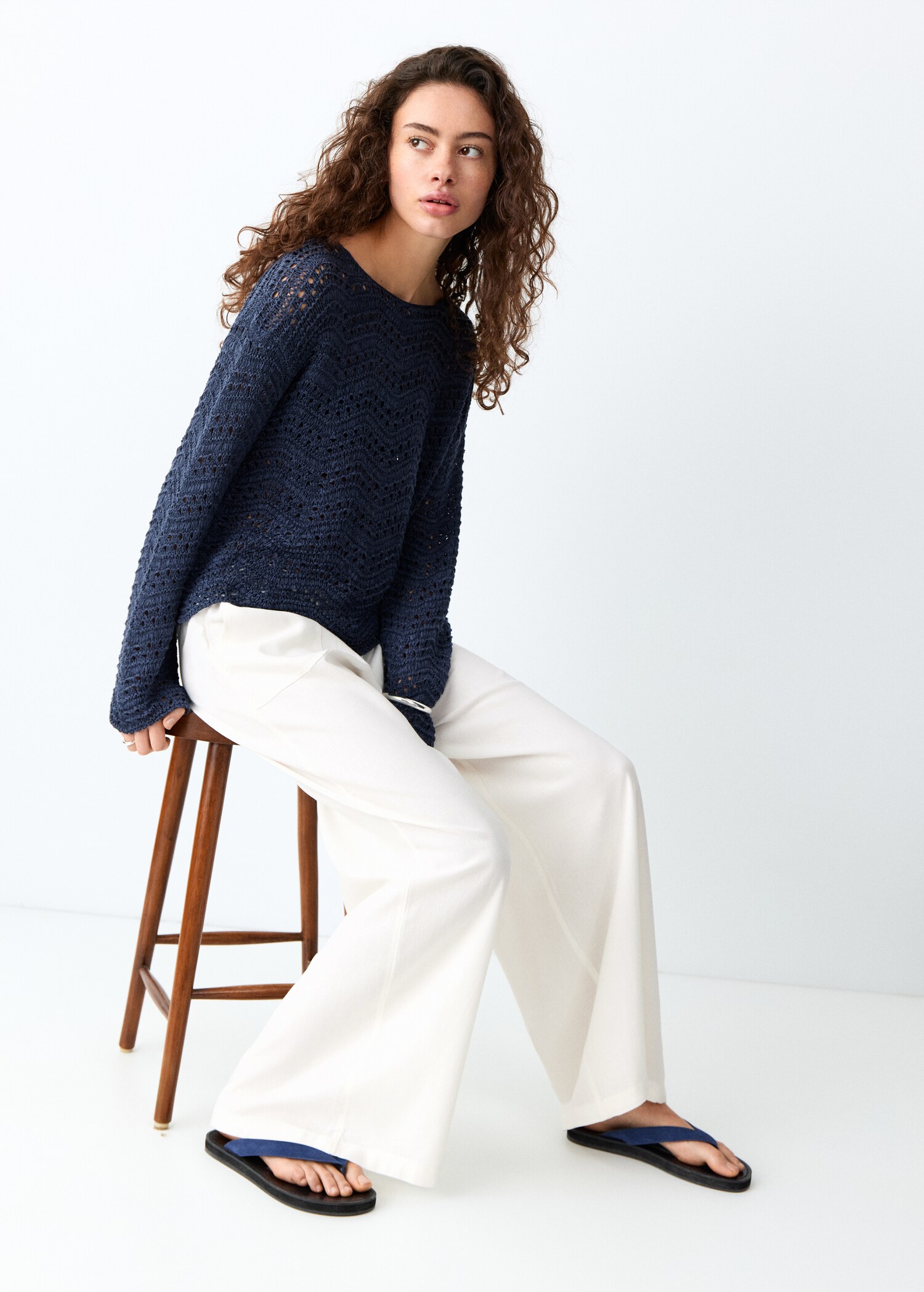 Straight linen-blend trousers - Details of the article 2