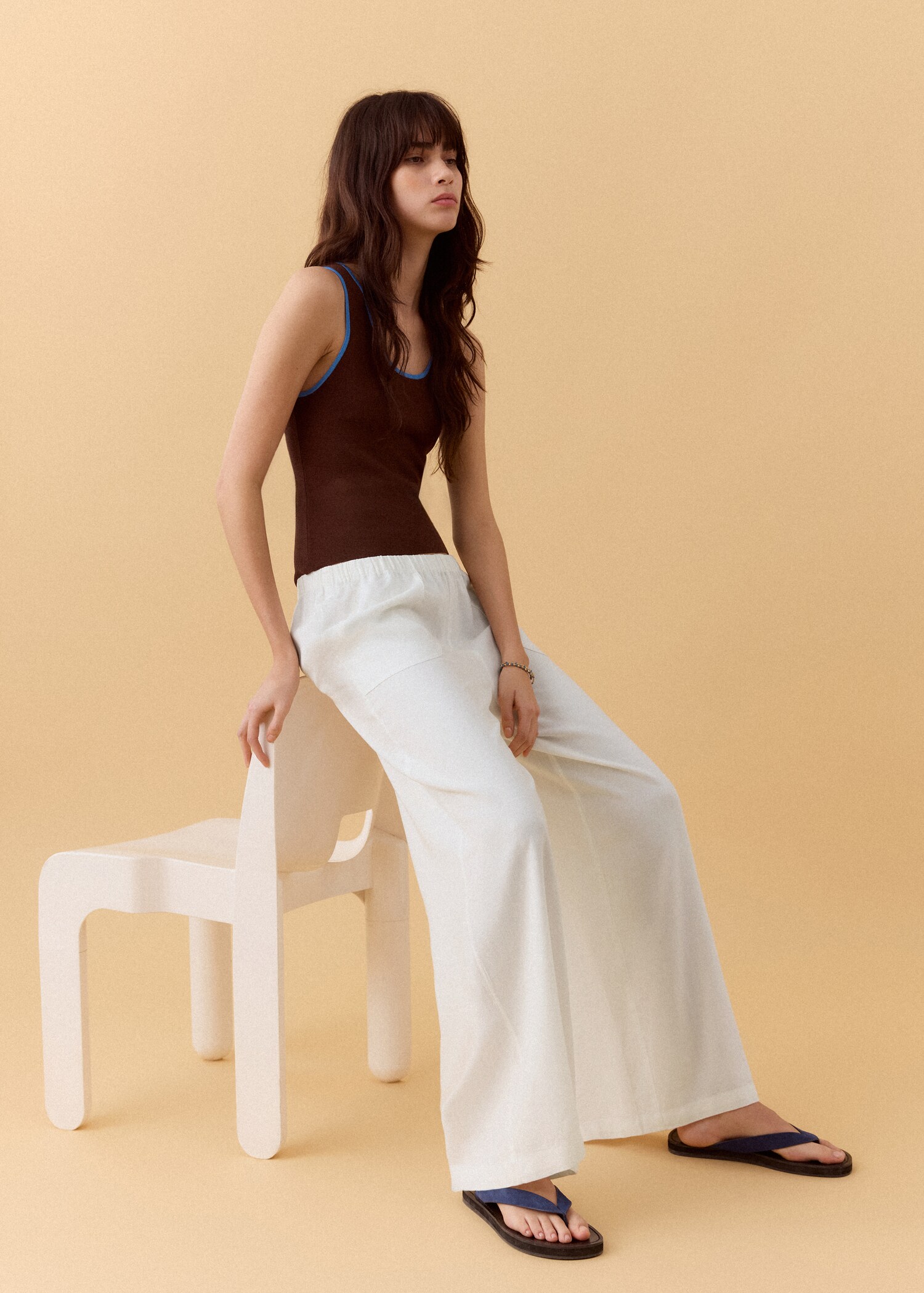 Straight linen-blend trousers - Details of the article 6