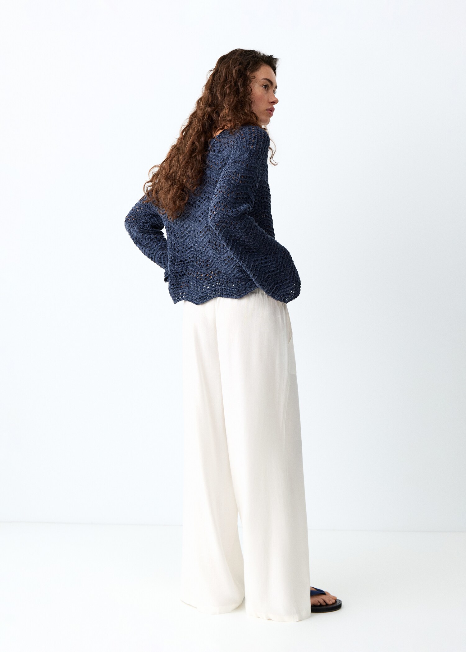 Straight linen-blend trousers - Reverse of the article