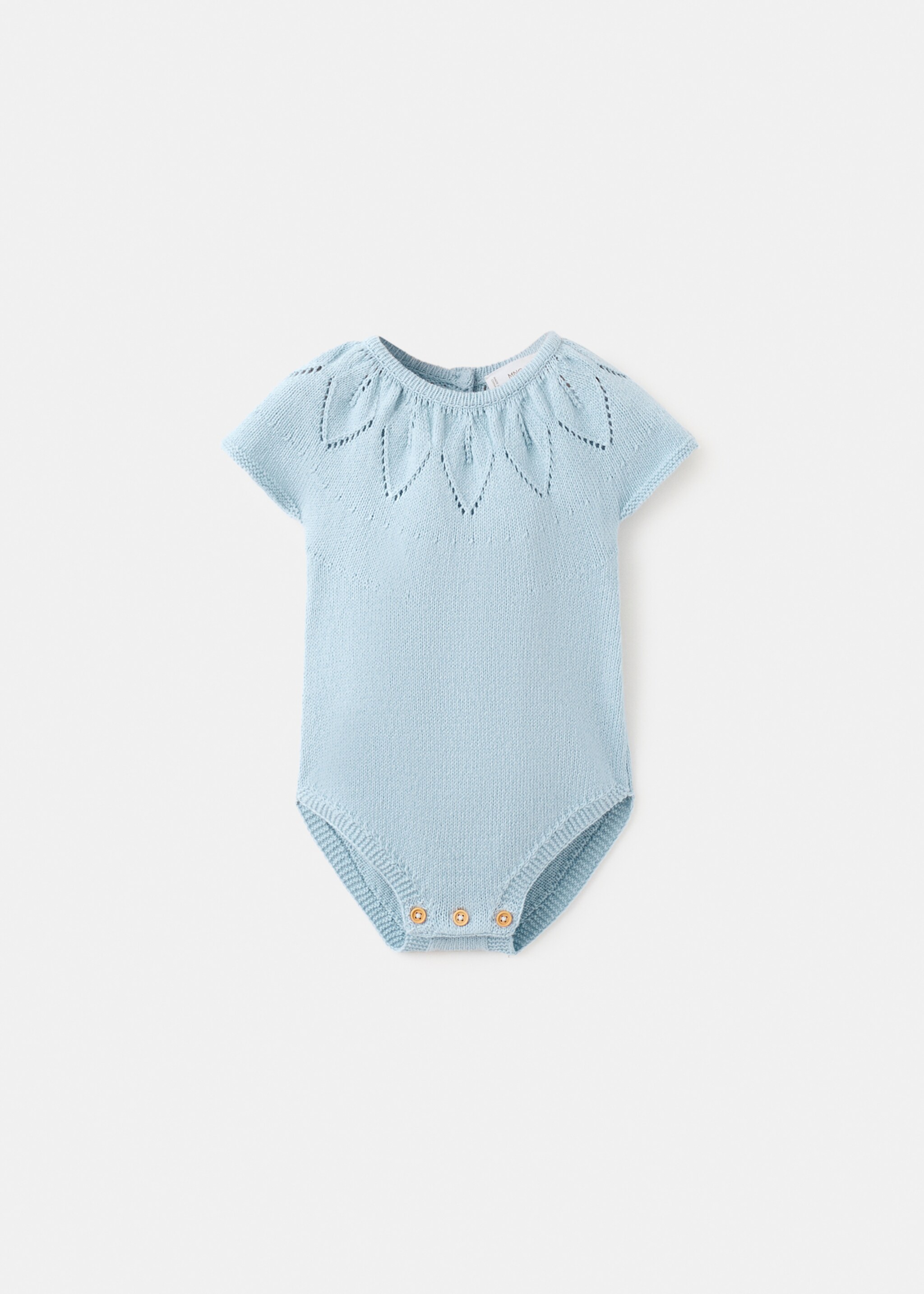 Knitted romper with lace details - Article without model, Sky Blue. Ref: 27036723-00.