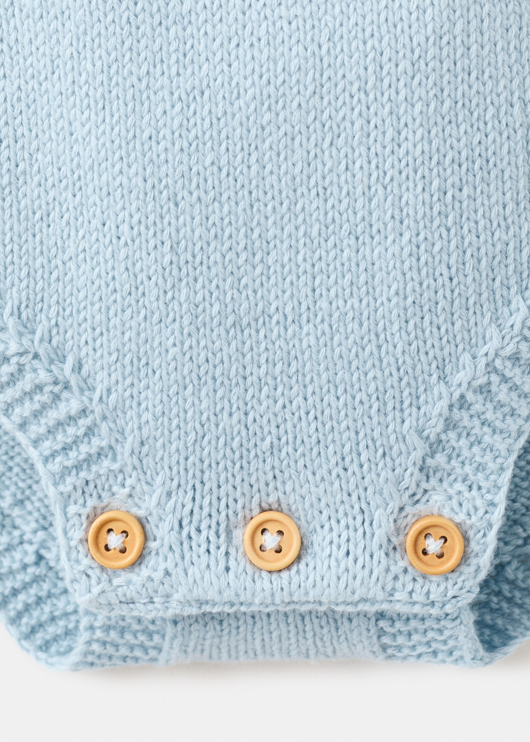 Knitted romper with lace details - Details of the article 0, Sky Blue. Ref: 27036723-00.