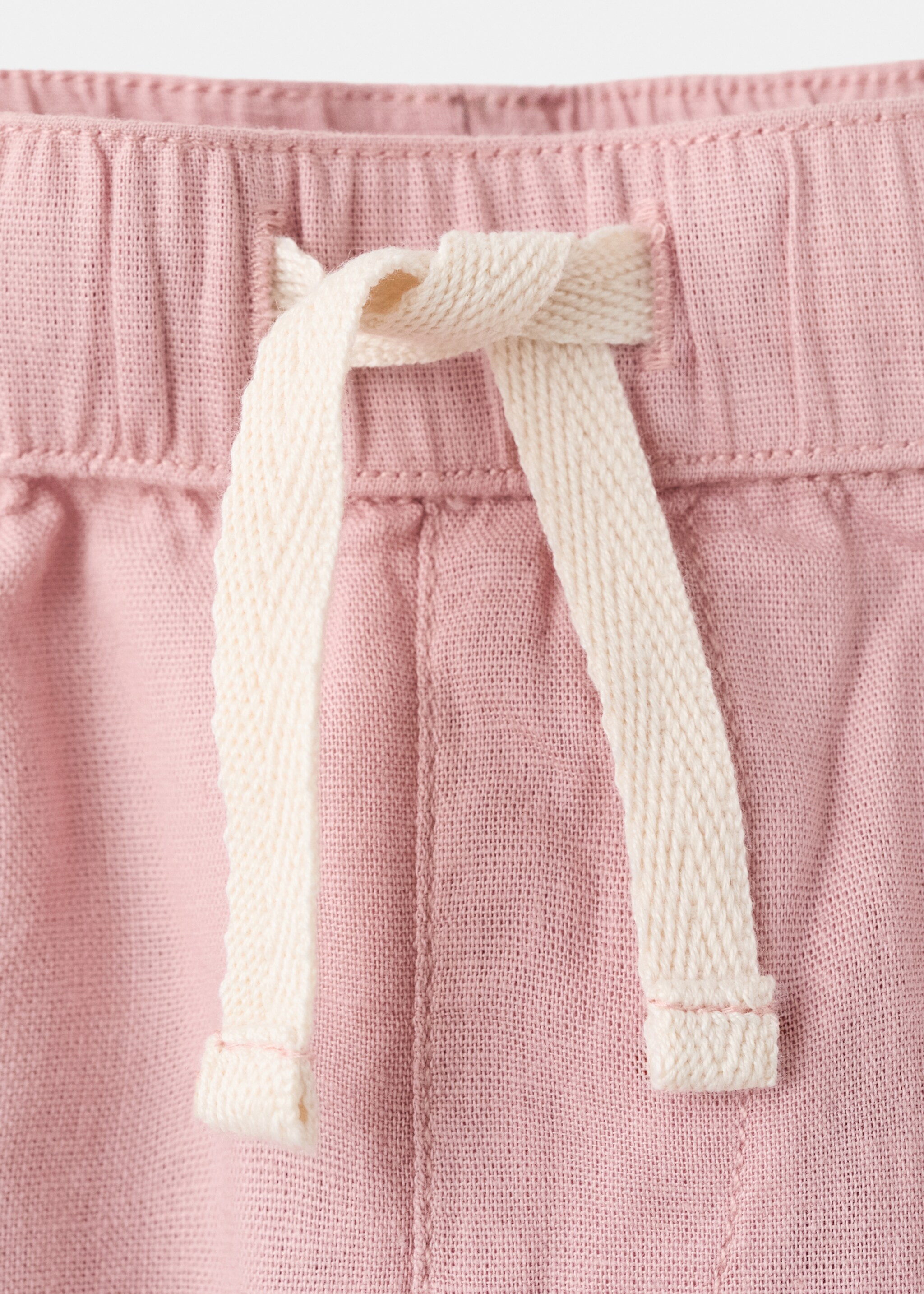 Linen-blend bermuda shorts with drawstring - Details of the article 8, Pink. Ref: 27036731-00.