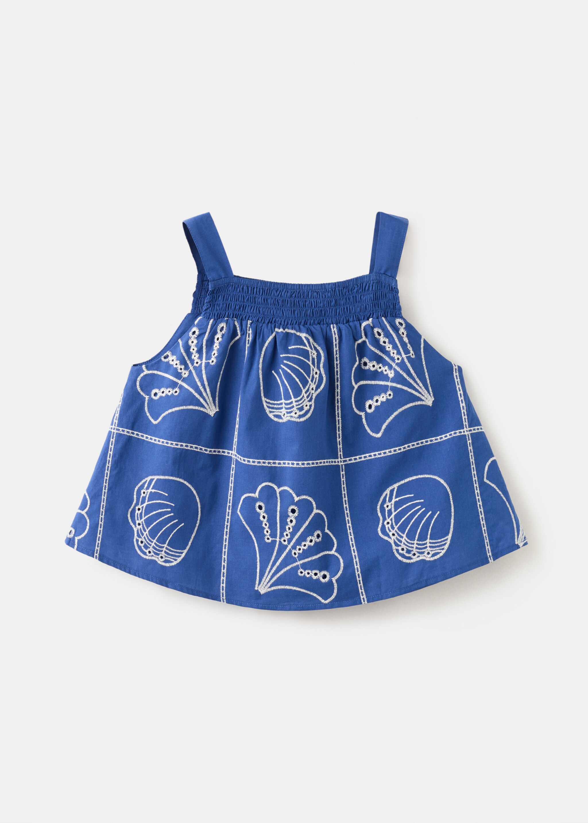 Blouse coton broderies - Verso de l’article, Bleu électrique. Ref: 27036733-00.