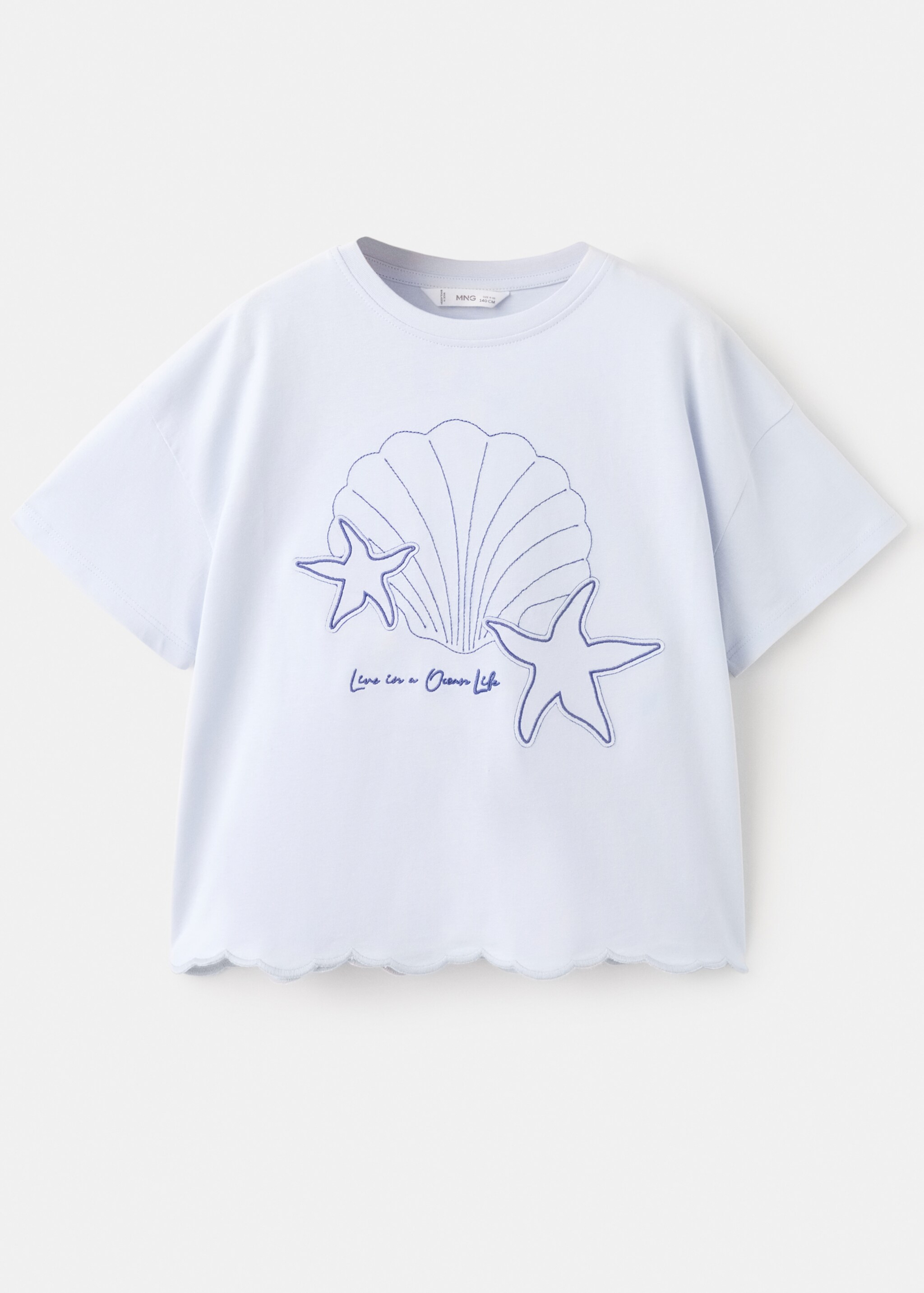 Camiseta bordada algodón - Artículo sin modelo, Azul celeste. Ref: 27036736-00.