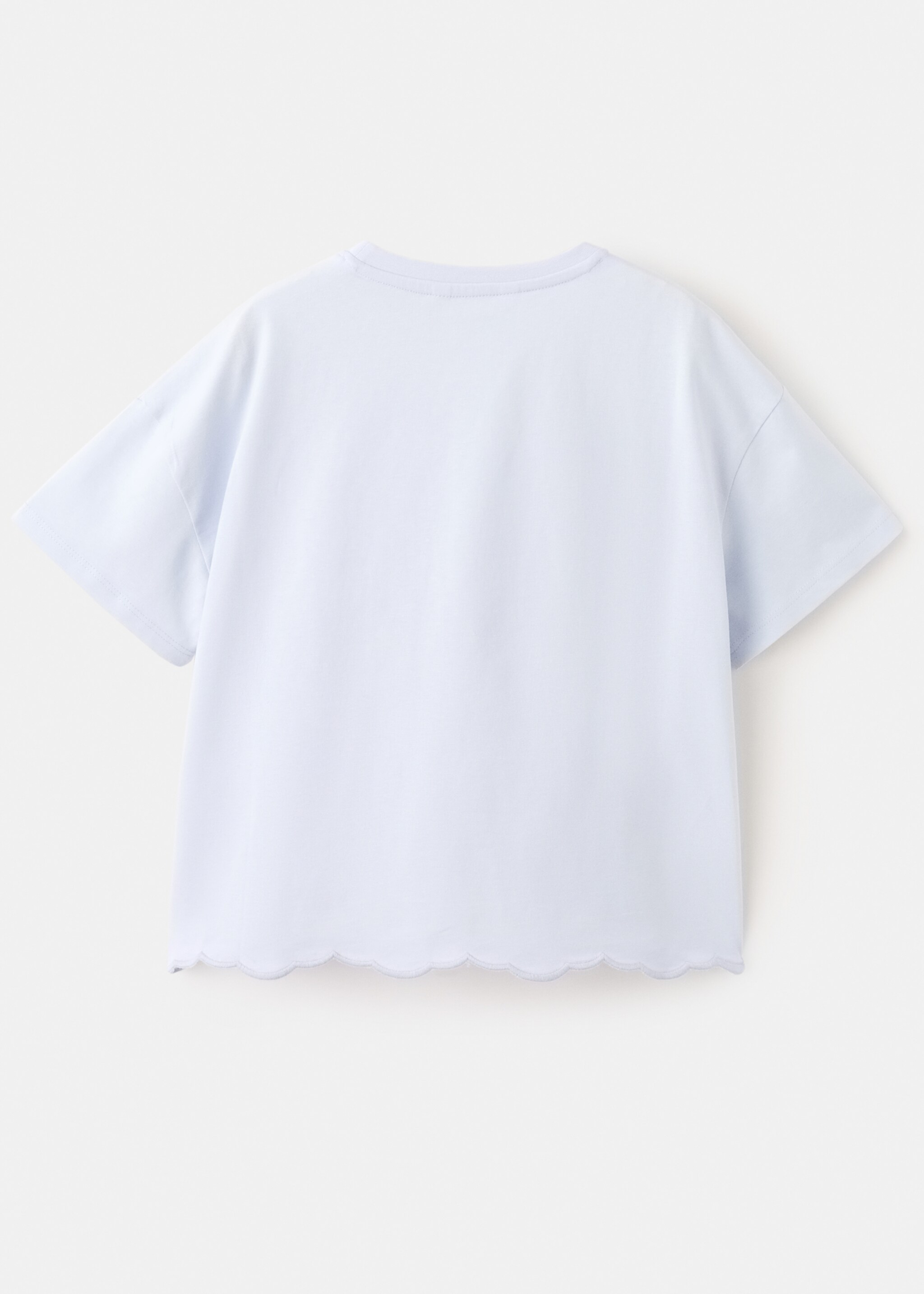 Camiseta bordada algodón - Reverso del artículo, Azul celeste. Ref: 27036736-00.