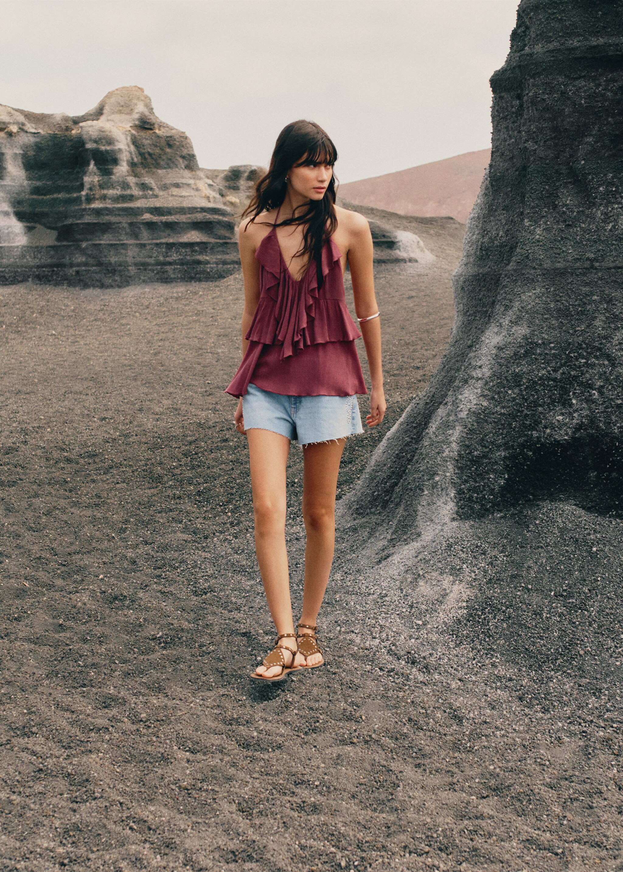 Studded leather sandals - Details of the article 5, Brown. Ref: 27037136-00.