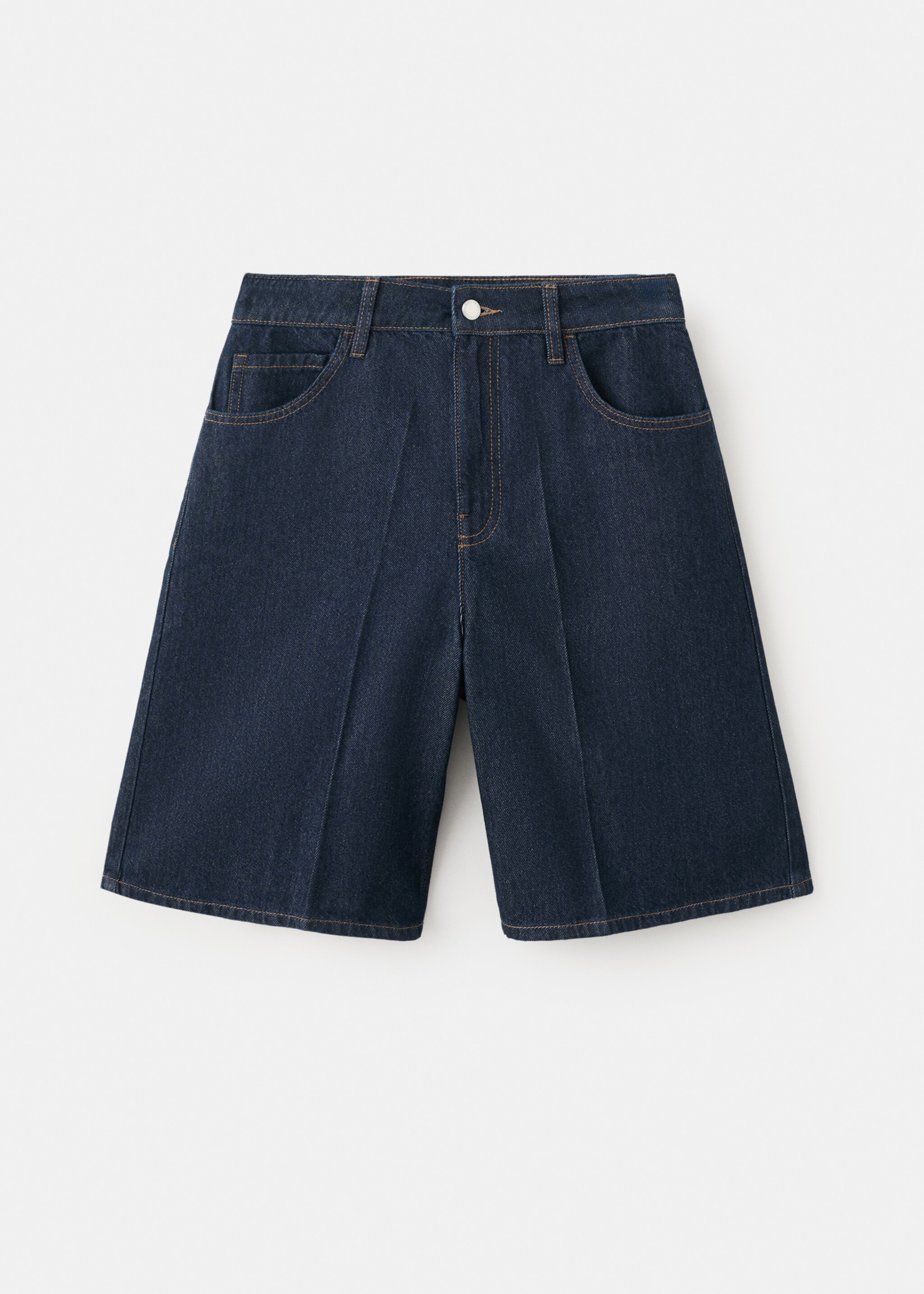 High-waist straight-fit denim shorts - Article without model, Open Blue. Ref: 27037140-00.