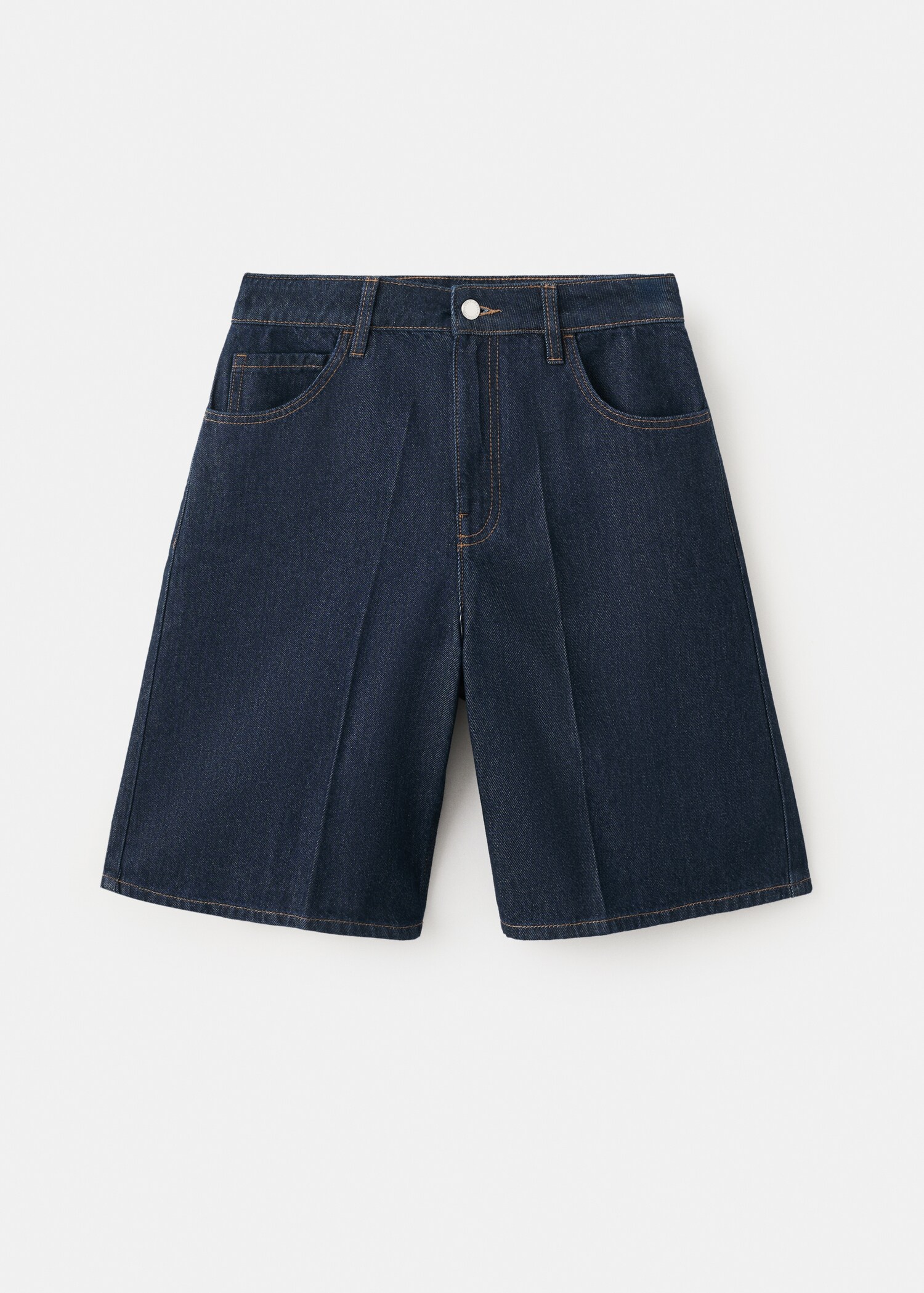 High-waist straight-fit denim shorts - Article without model