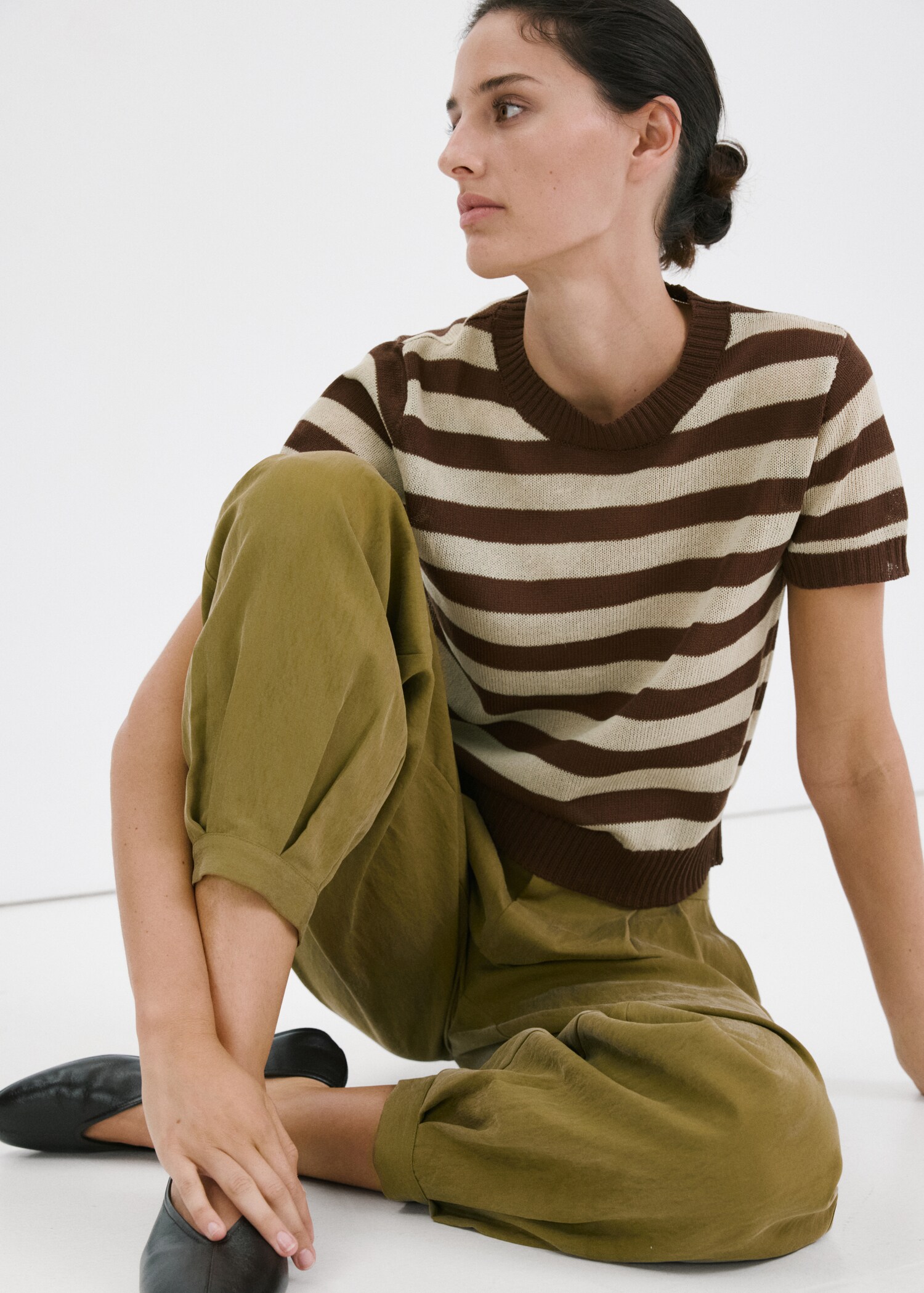 Crop striped sweater - Medium plane