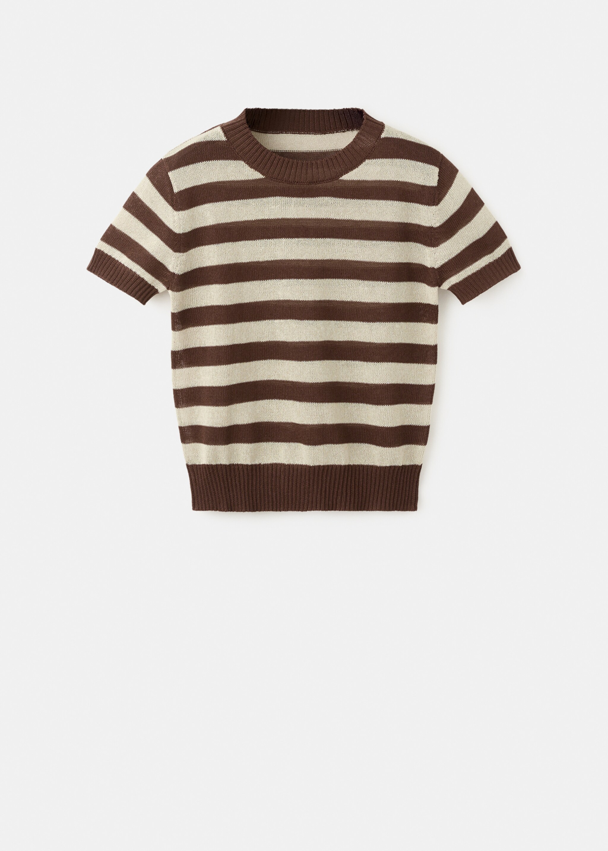 Crop striped sweater - Article without model, Chocolate. Ref: 27037143-00.