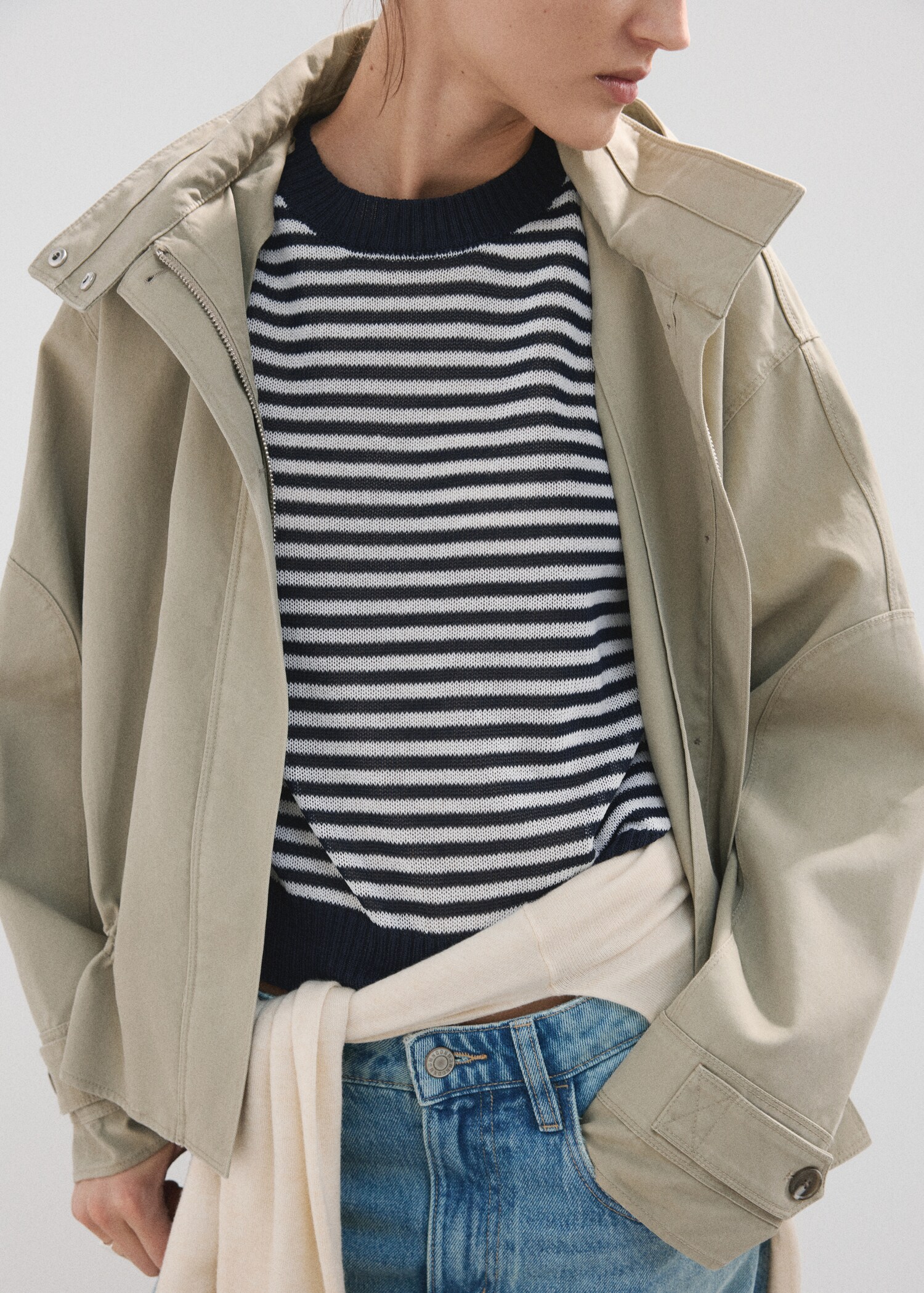 Crop striped sweater - Medium plane