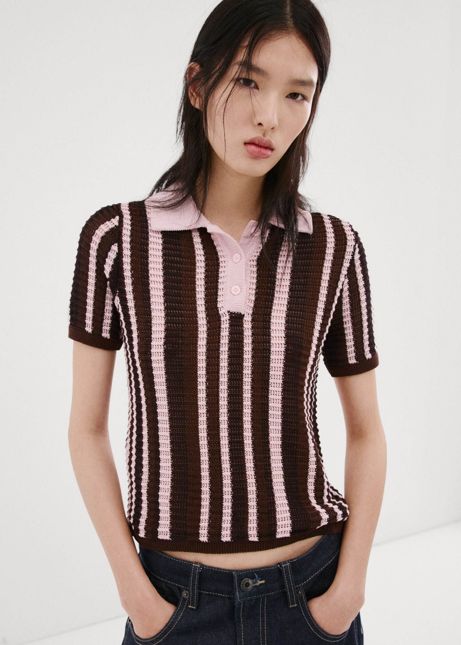 Knitted polo-neck sweater - Medium plane