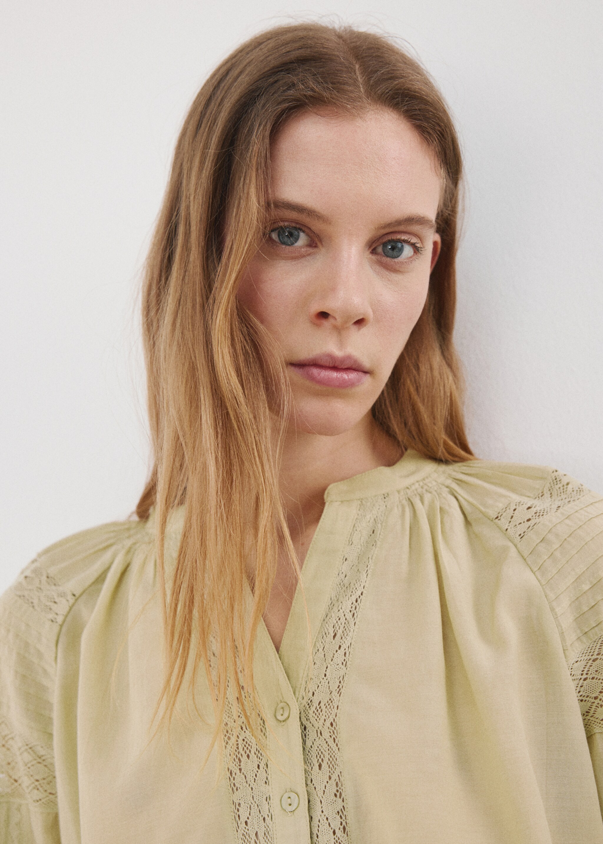 بلوزة مطرزة مخرمة - تفاصيل المنتج 1, أخضر. Ref: 27037146-00.