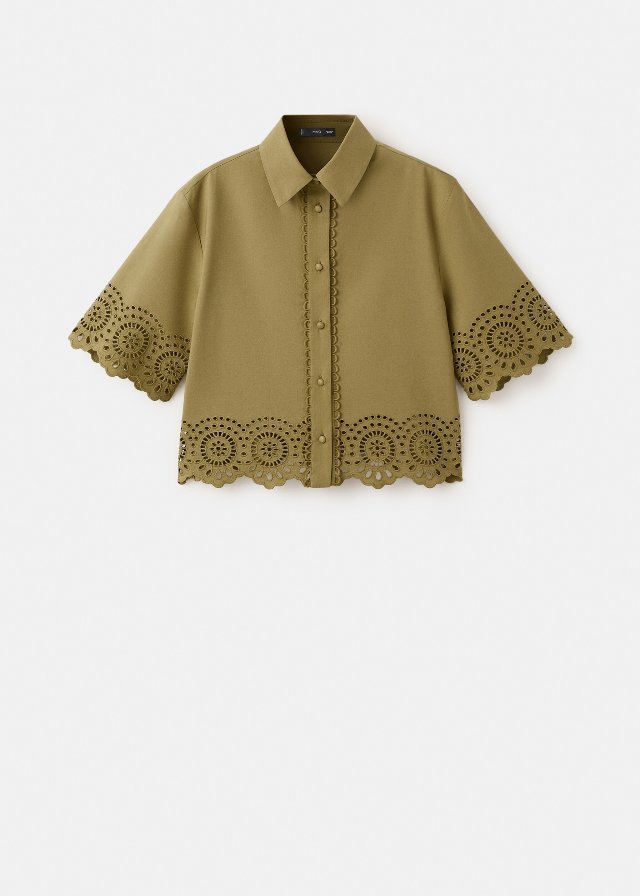Ажурная рубашка с вышивкой - Изделие без модели, Зеленый. Ref: 27037147-00.