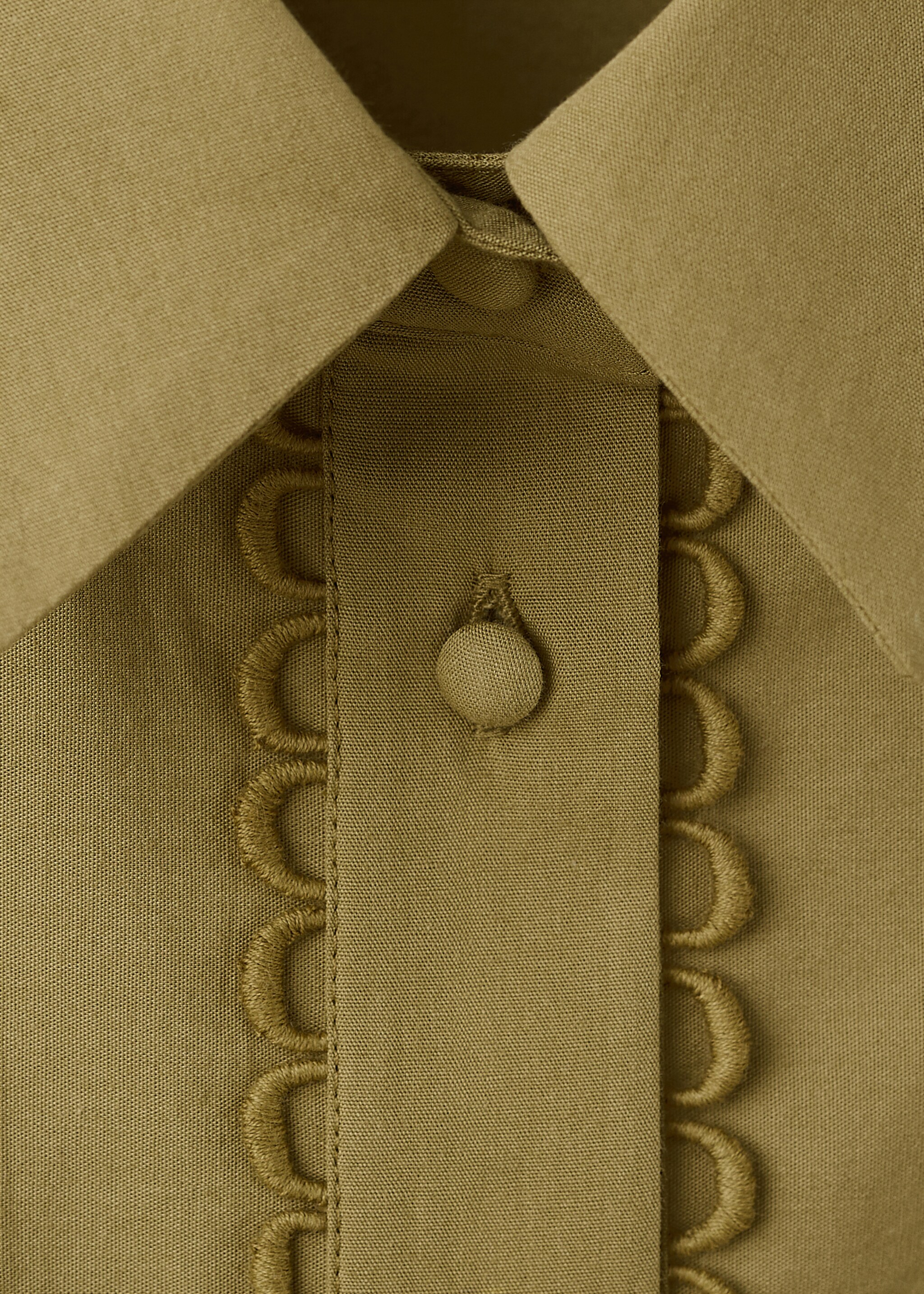 Ажурная рубашка с вышивкой - Деталь изделия 8, Зеленый. Ref: 27037147-00.