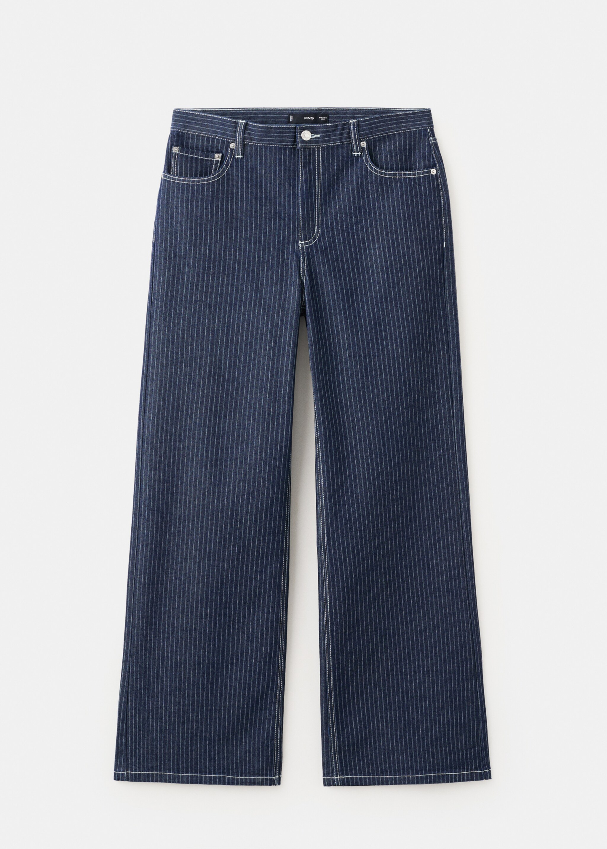Straight striped jeans - Article without model, Indigo Blue. Ref: 27037150-00.