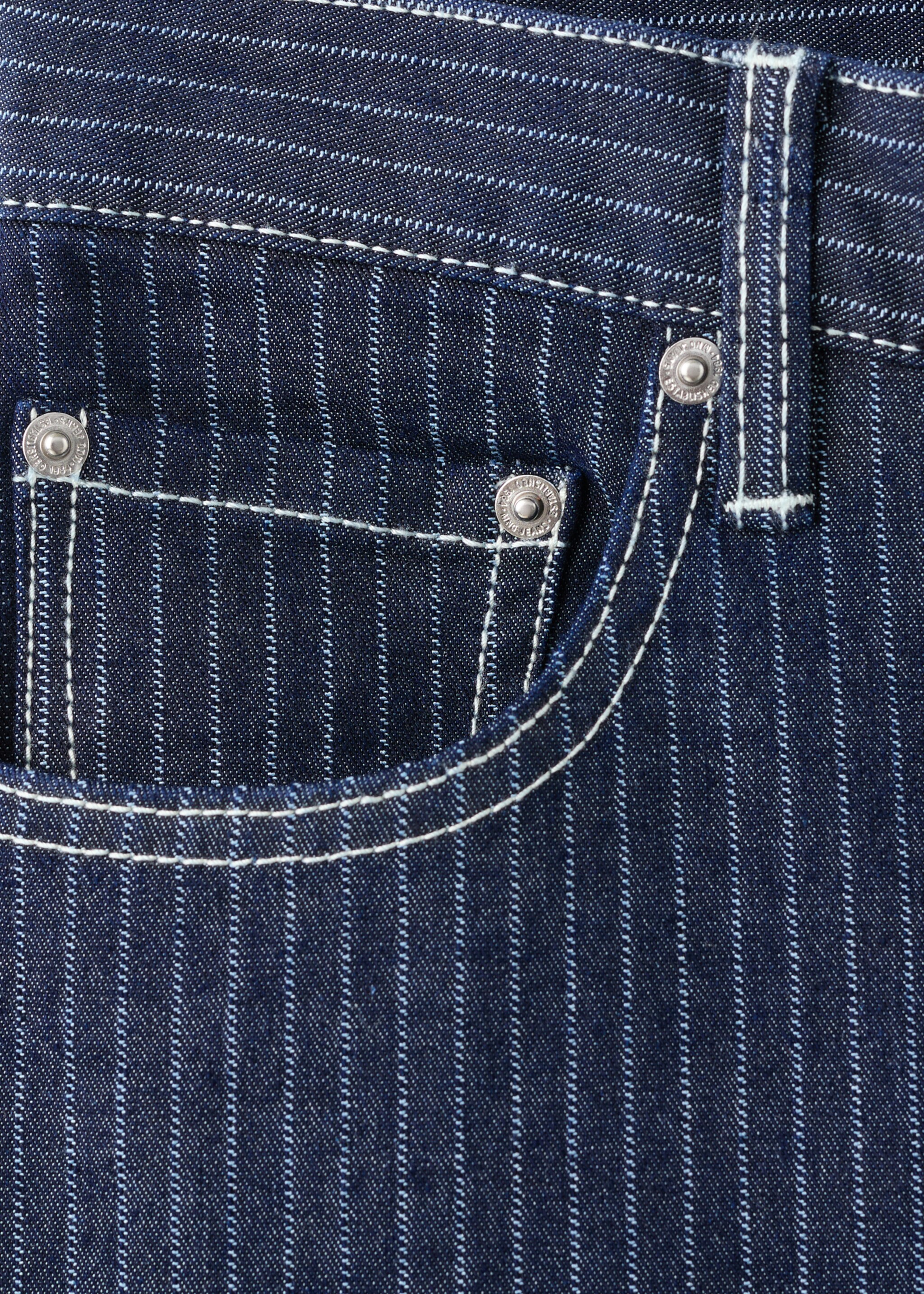 Straight striped jeans - Details of the article 0, Indigo Blue. Ref: 27037150-00.
