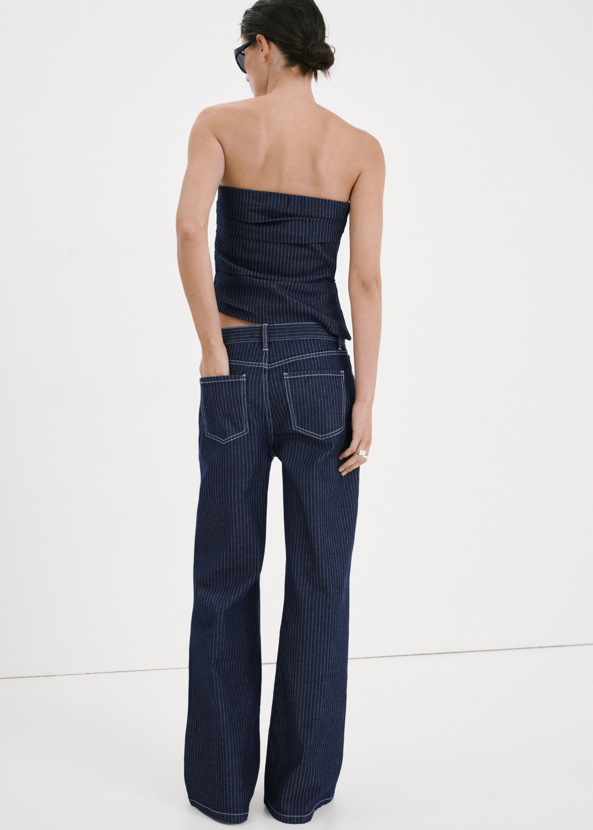 Straight striped jeans - Reverse of the article, Indigo Blue. Ref: 27037150-00.