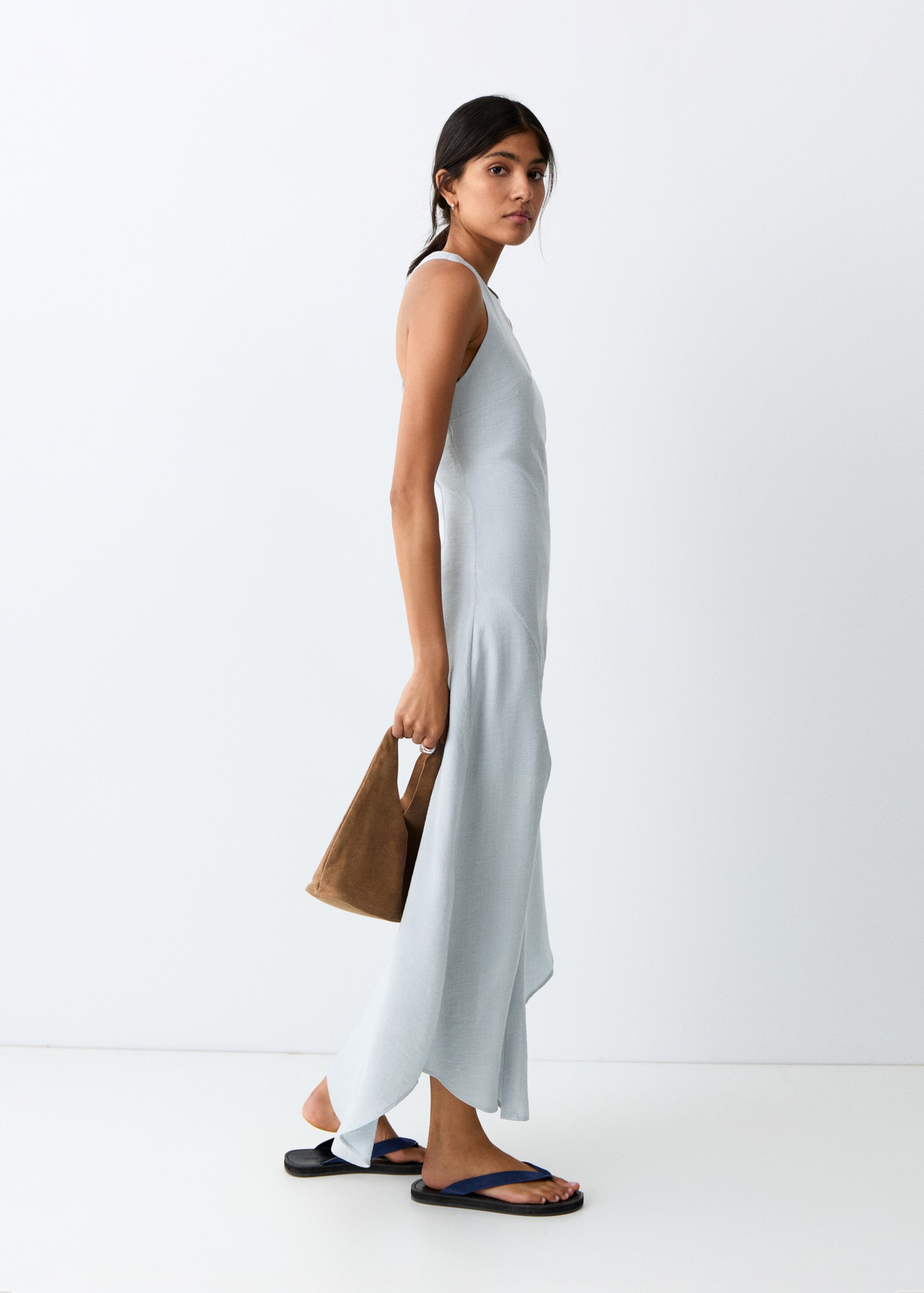 فستان فضفاض بظهر متقاطع - رؤية وسط, أزرق سماوي. Ref: 27037152-00.