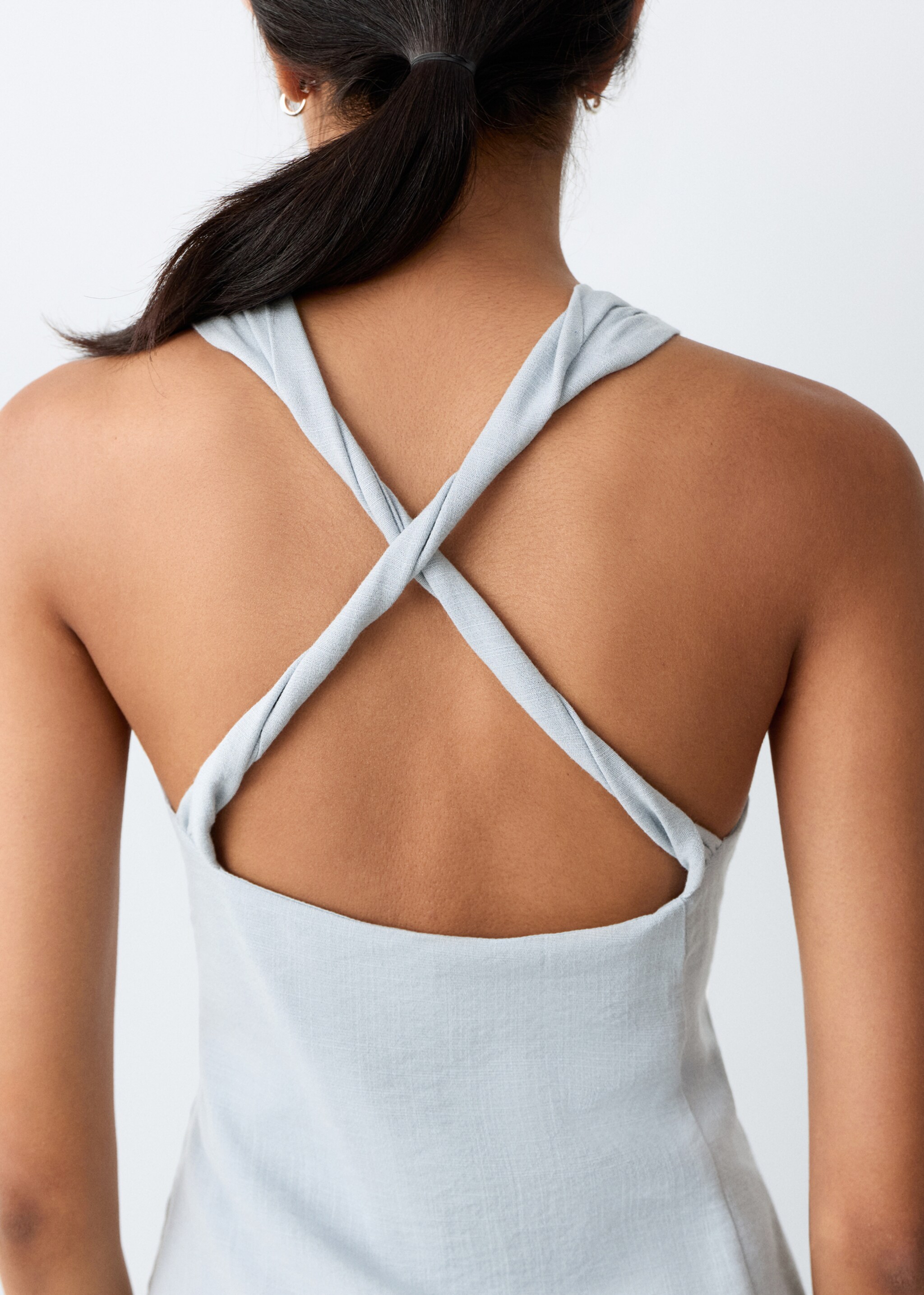 فستان فضفاض بظهر متقاطع - تفاصيل المنتج 6, أزرق سماوي. Ref: 27037152-00.